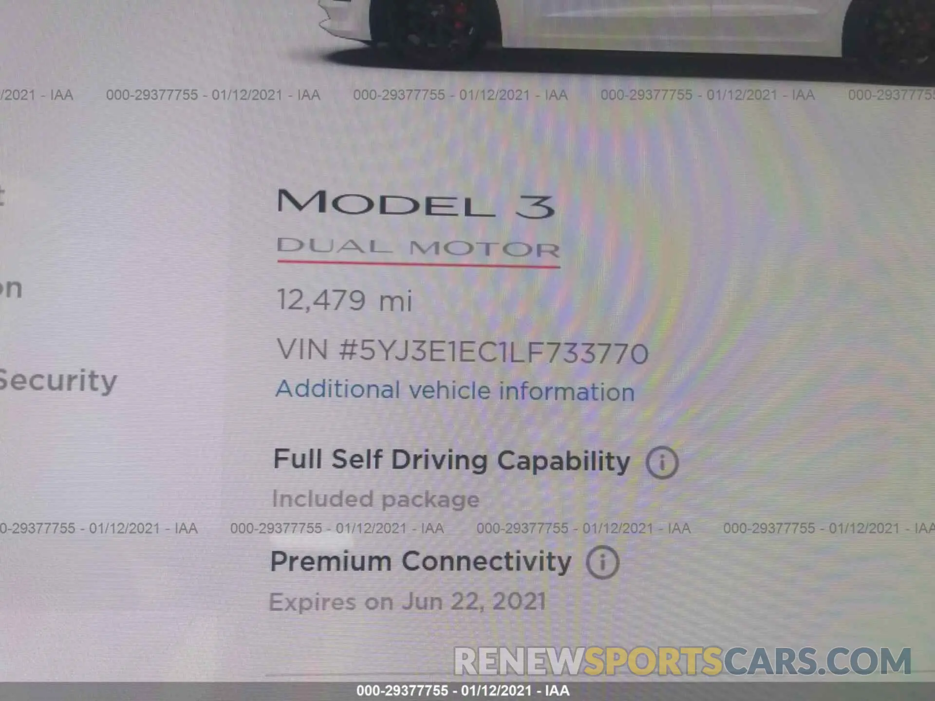 7 Photograph of a damaged car 5YJ3E1EC1LF733770 TESLA MODEL 3 2020