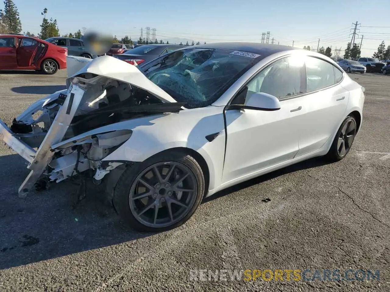 1 Photograph of a damaged car 5YJ3E1EA0MF026725 TESLA MODEL 3 2021
