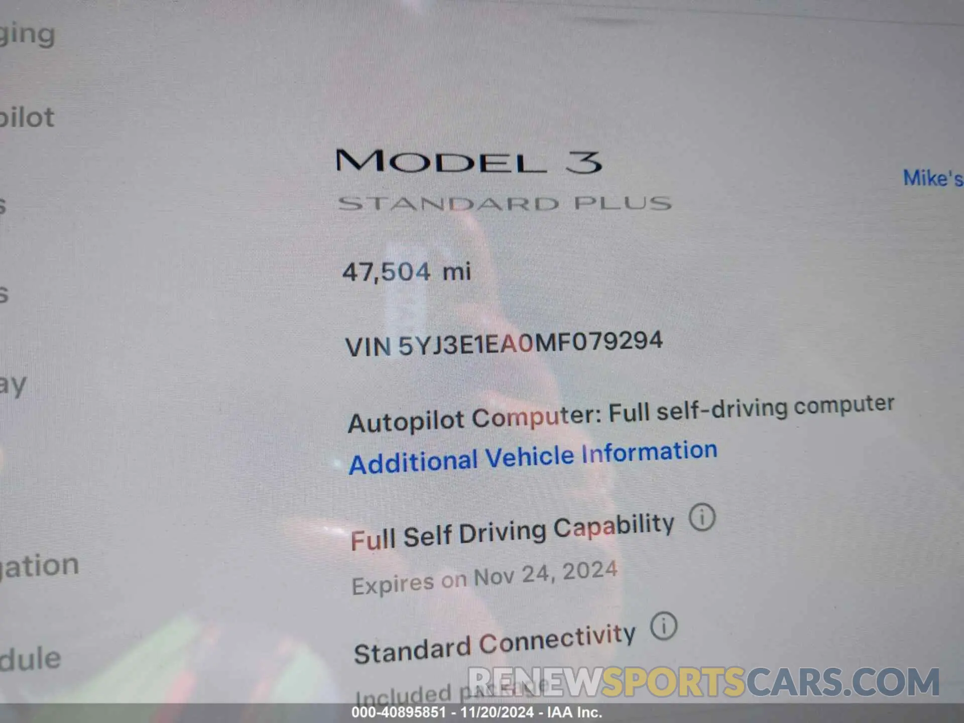16 Photograph of a damaged car 5YJ3E1EA0MF079294 TESLA MODEL 3 2021