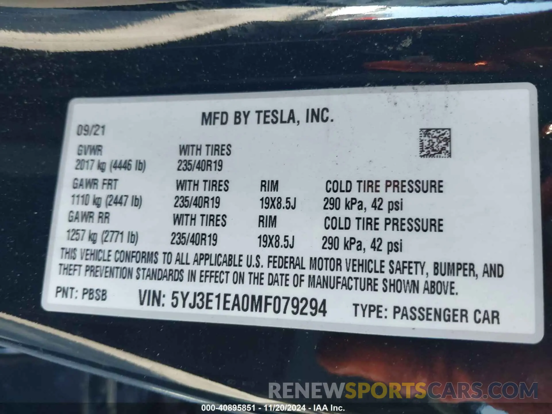 9 Photograph of a damaged car 5YJ3E1EA0MF079294 TESLA MODEL 3 2021