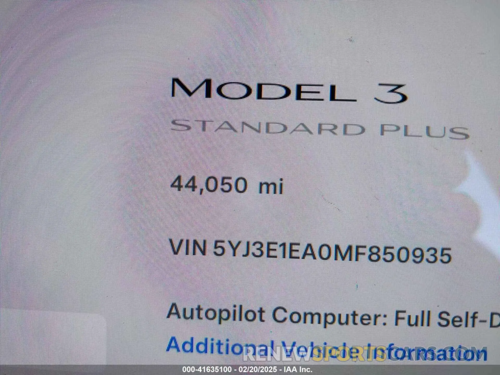 15 Photograph of a damaged car 5YJ3E1EA0MF850935 TESLA MODEL 3 2021