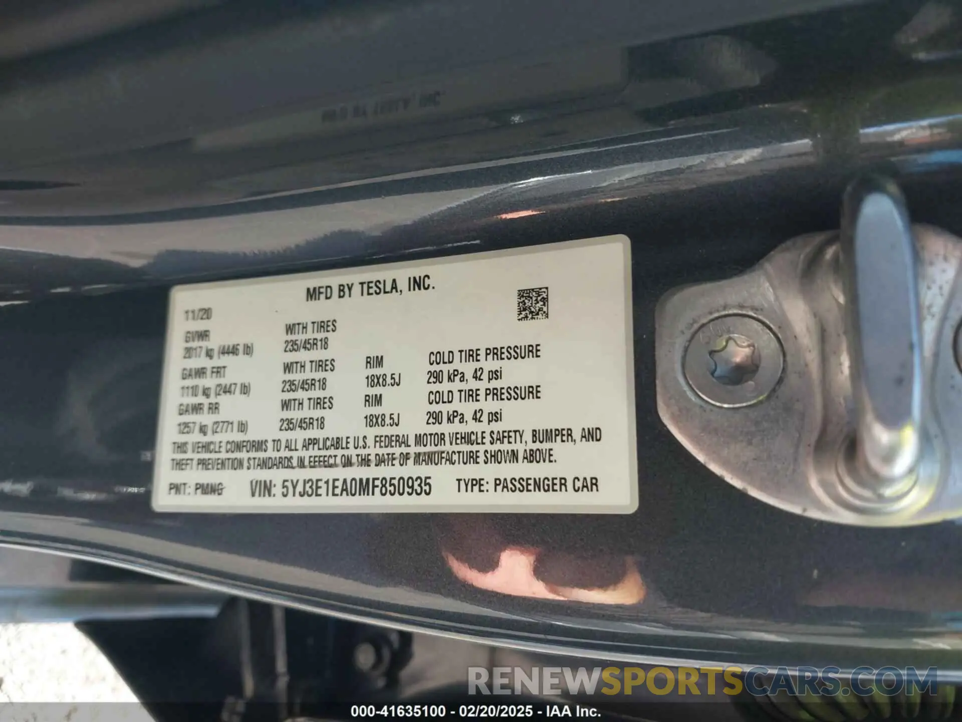 9 Photograph of a damaged car 5YJ3E1EA0MF850935 TESLA MODEL 3 2021