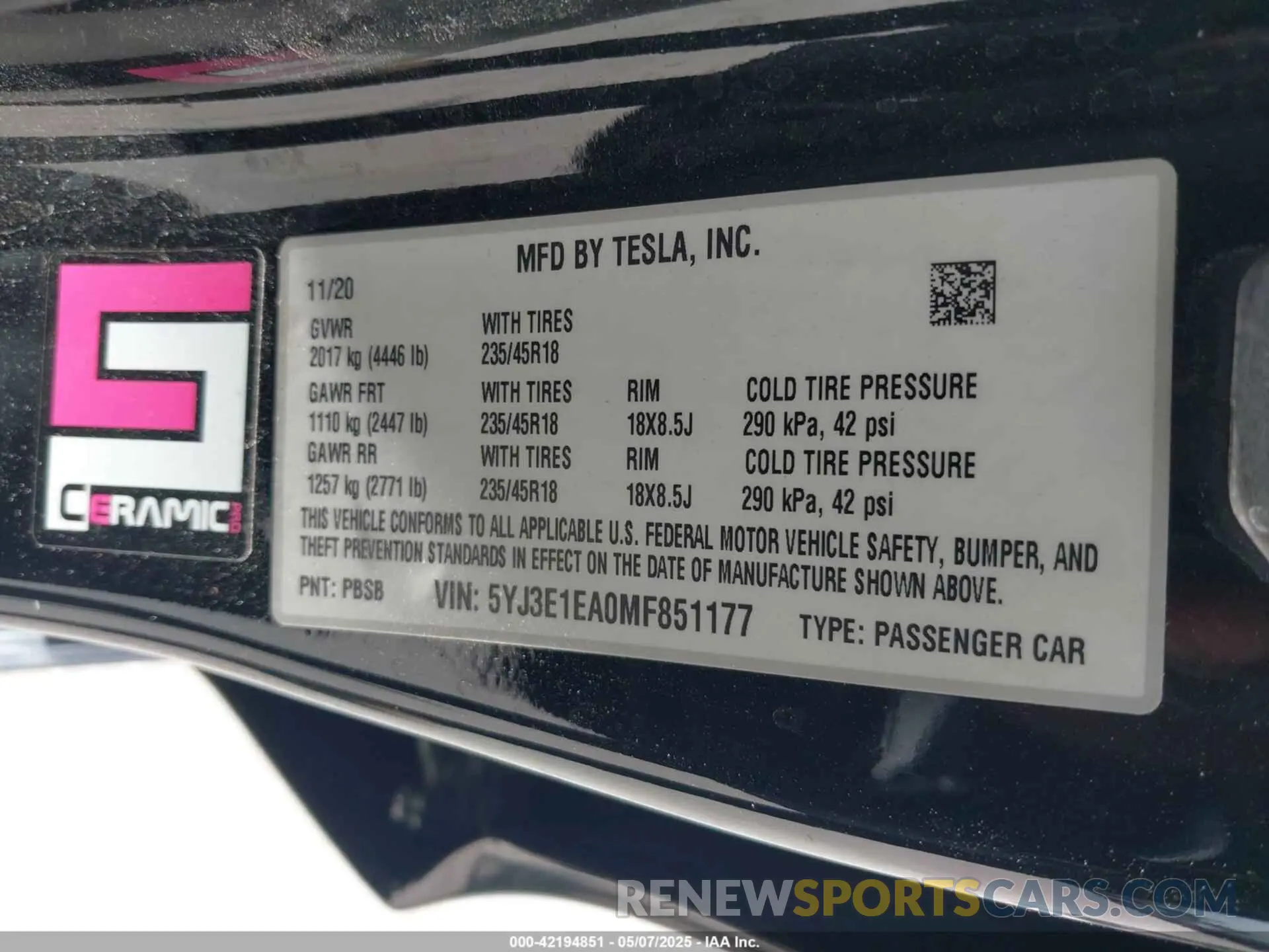 9 Photograph of a damaged car 5YJ3E1EA0MF851177 TESLA MODEL 3 2021