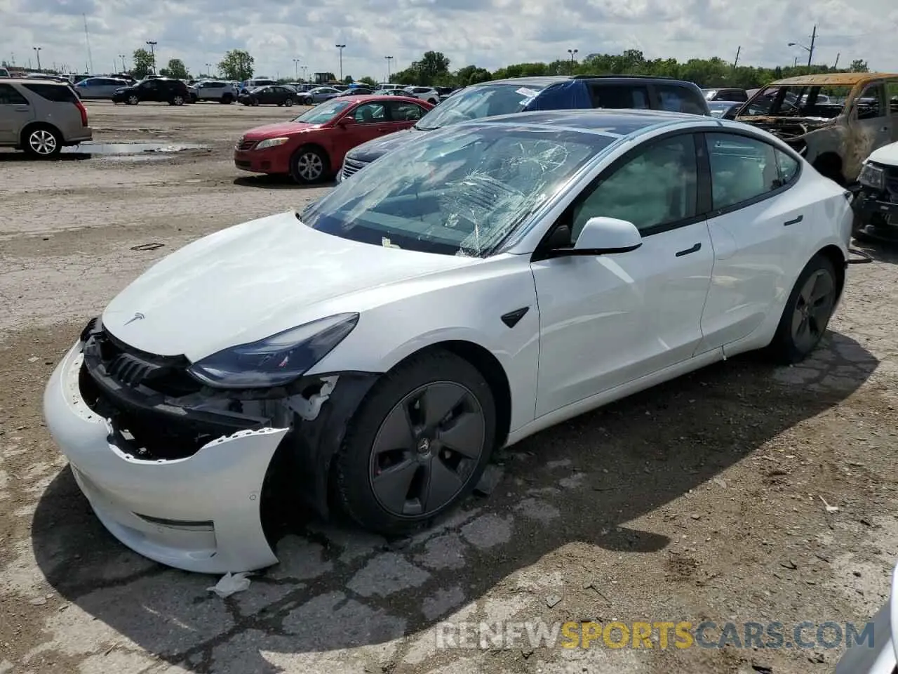1 Photograph of a damaged car 5YJ3E1EA0MF871056 TESLA MODEL 3 2021