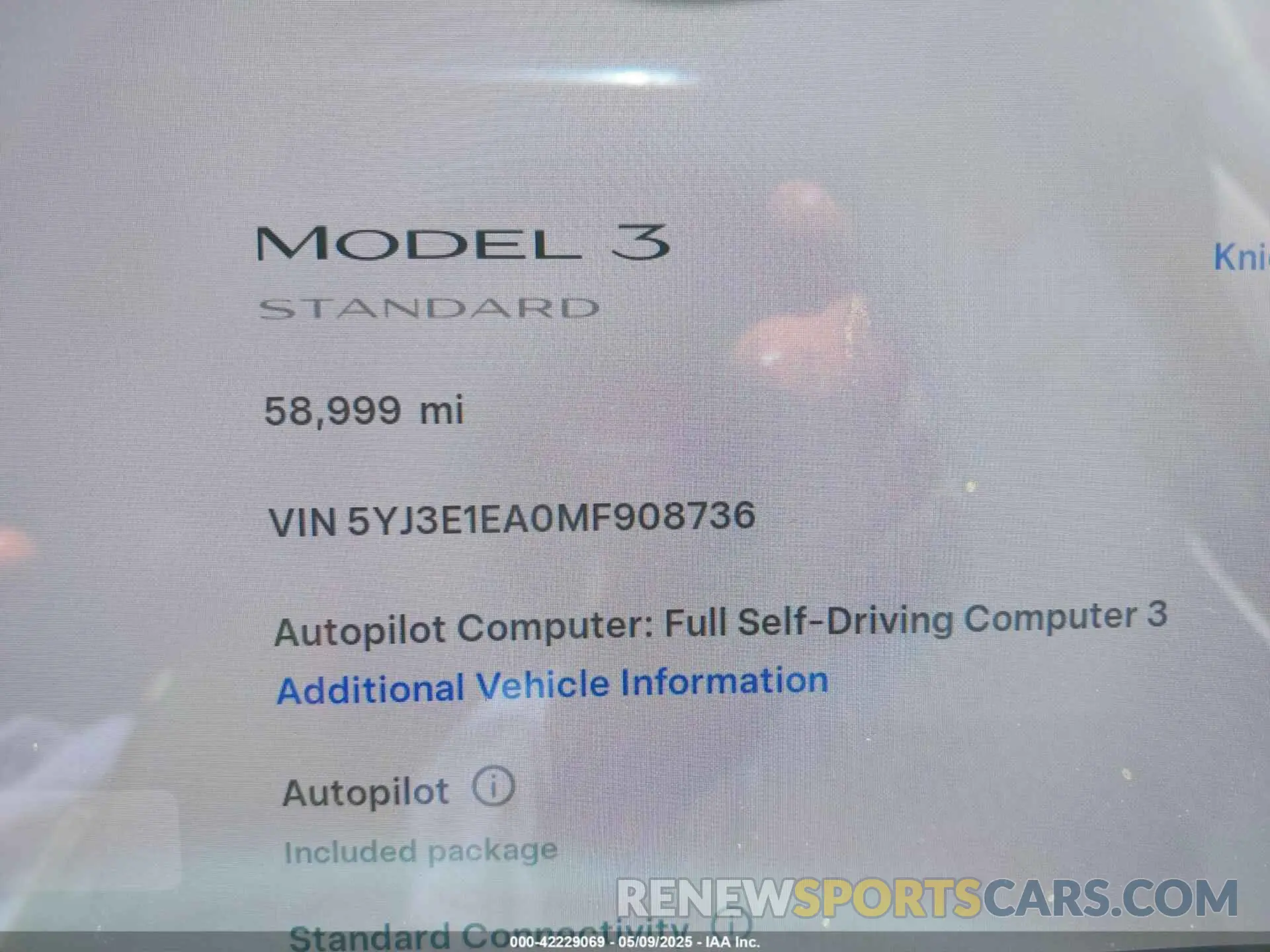 14 Фотография поврежденного автомобиля 5YJ3E1EA0MF908736 TESLA MODEL 3 2021