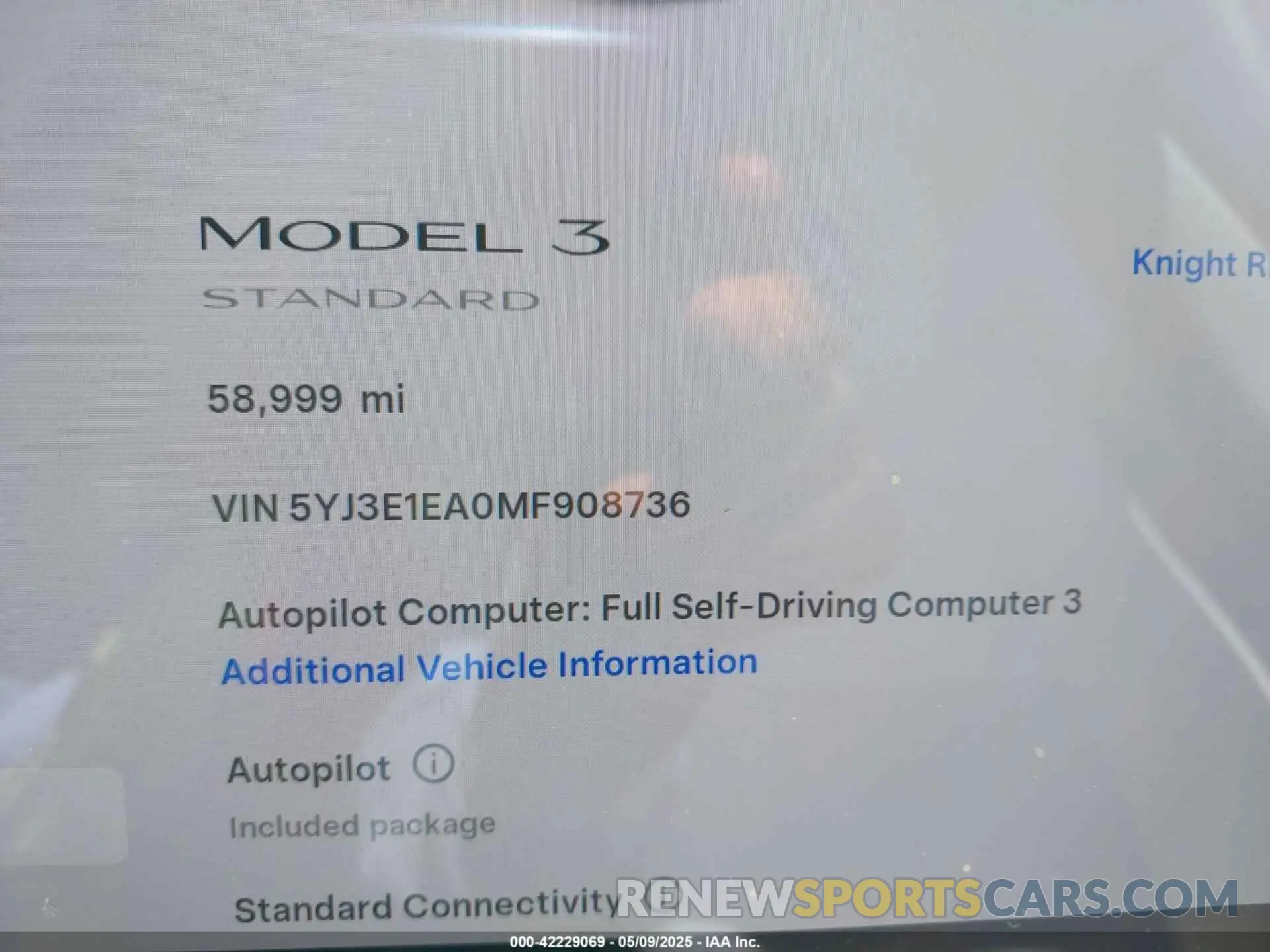 7 Фотография поврежденного автомобиля 5YJ3E1EA0MF908736 TESLA MODEL 3 2021
