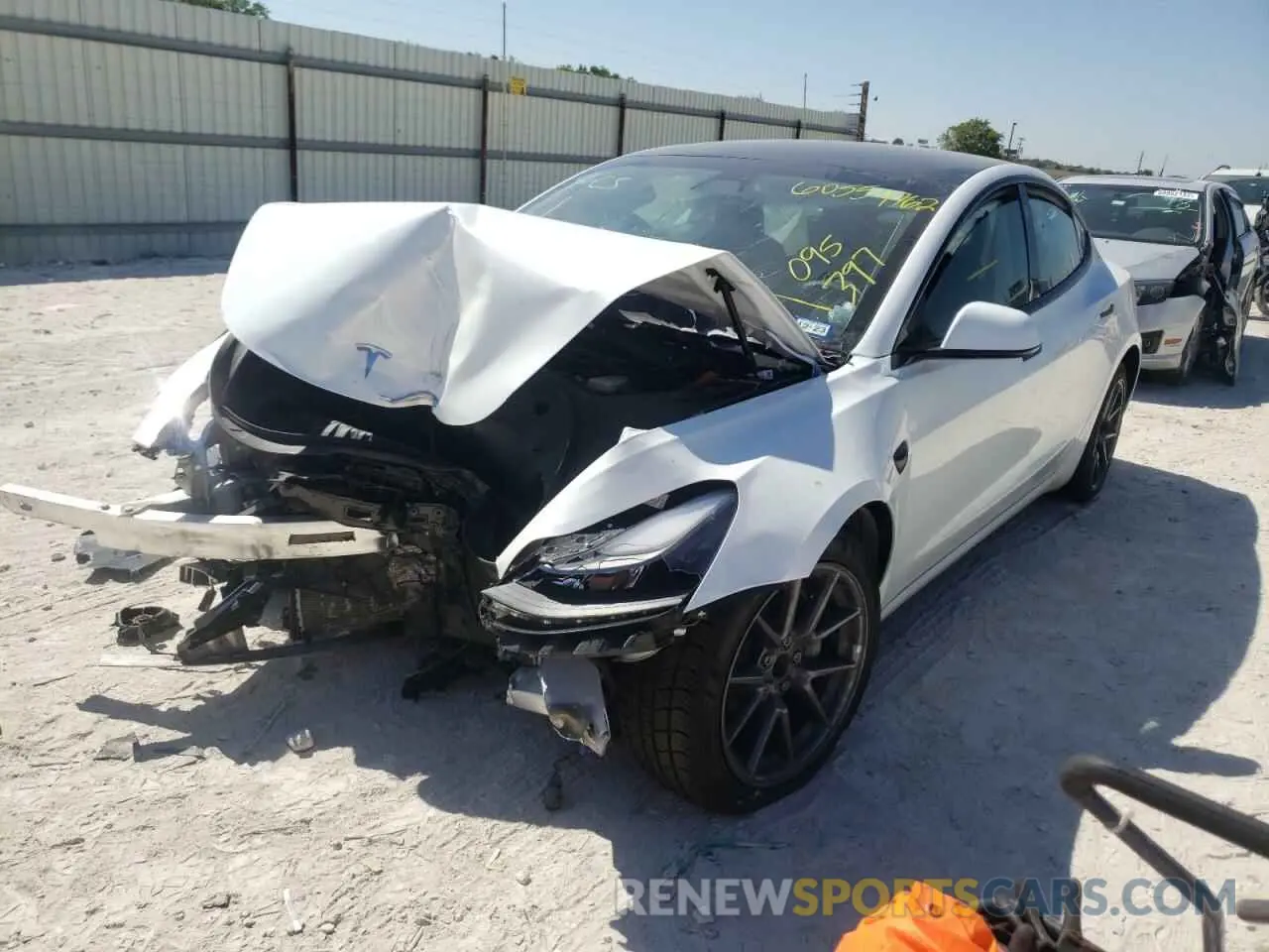 2 Photograph of a damaged car 5YJ3E1EA2MF095397 TESLA MODEL 3 2021