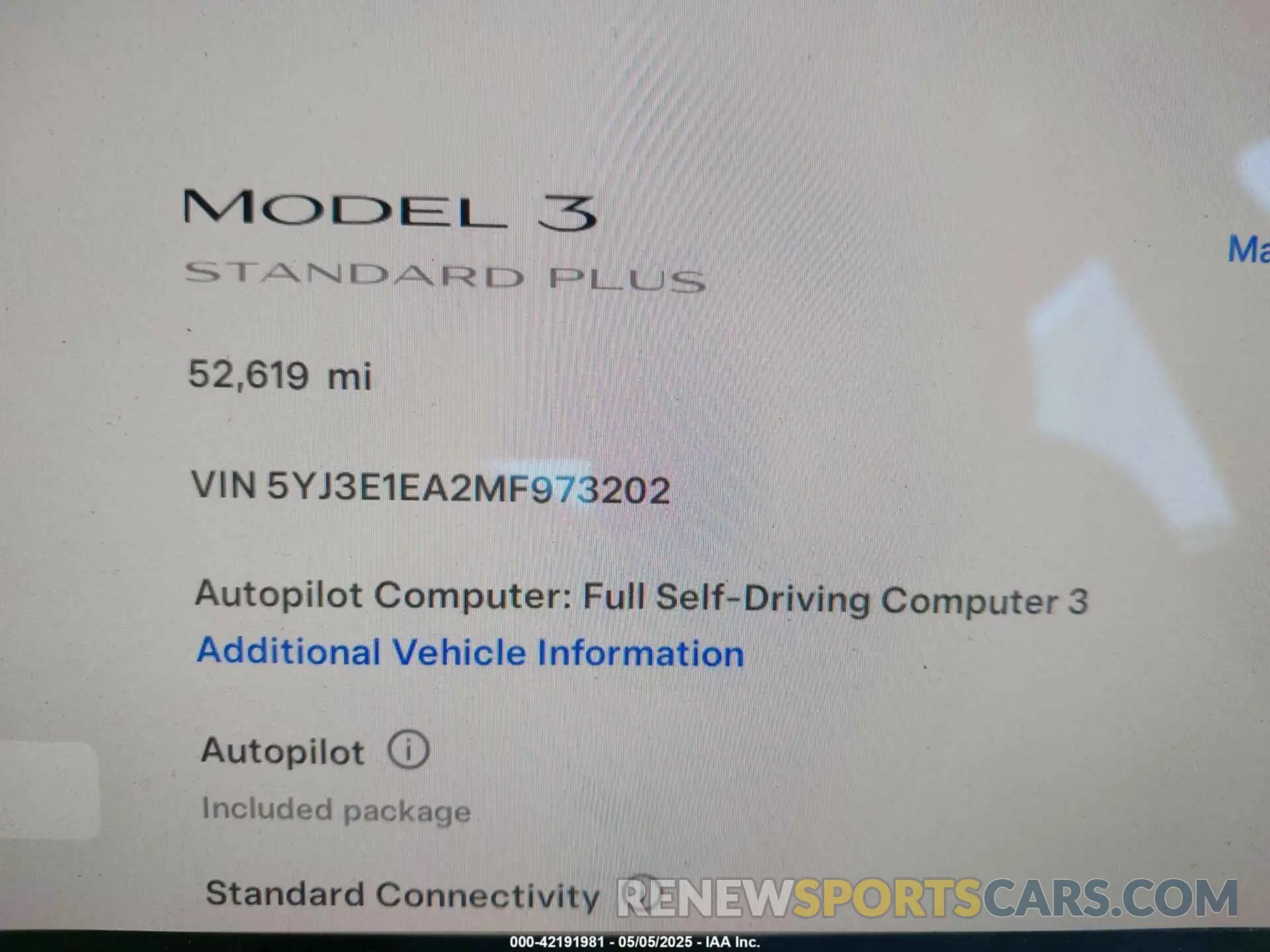 7 Фотография поврежденного автомобиля 5YJ3E1EA2MF973202 TESLA MODEL 3 2021