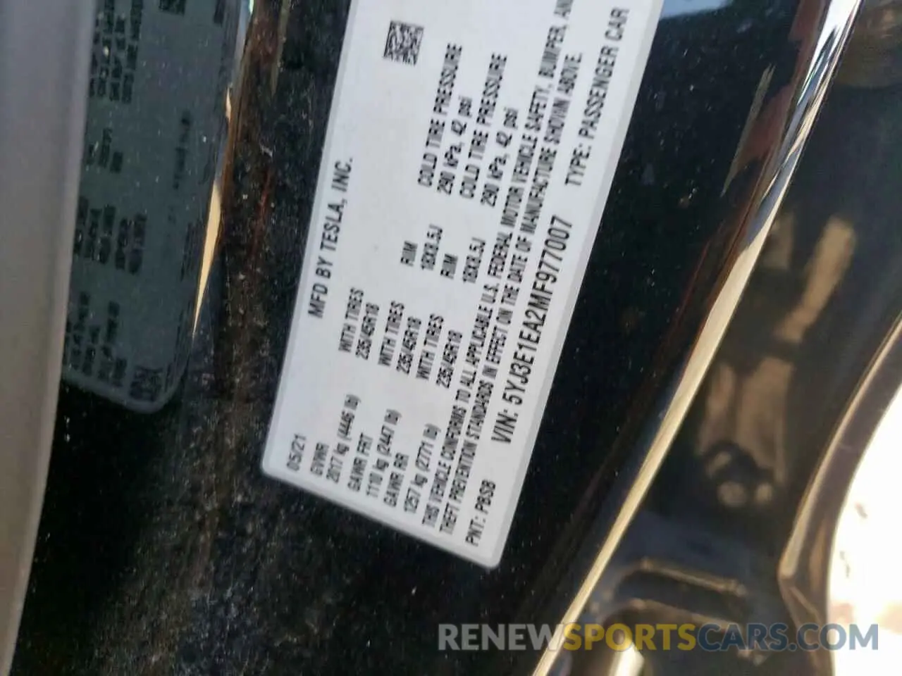 13 Photograph of a damaged car 5YJ3E1EA2MF977007 TESLA MODEL 3 2021
