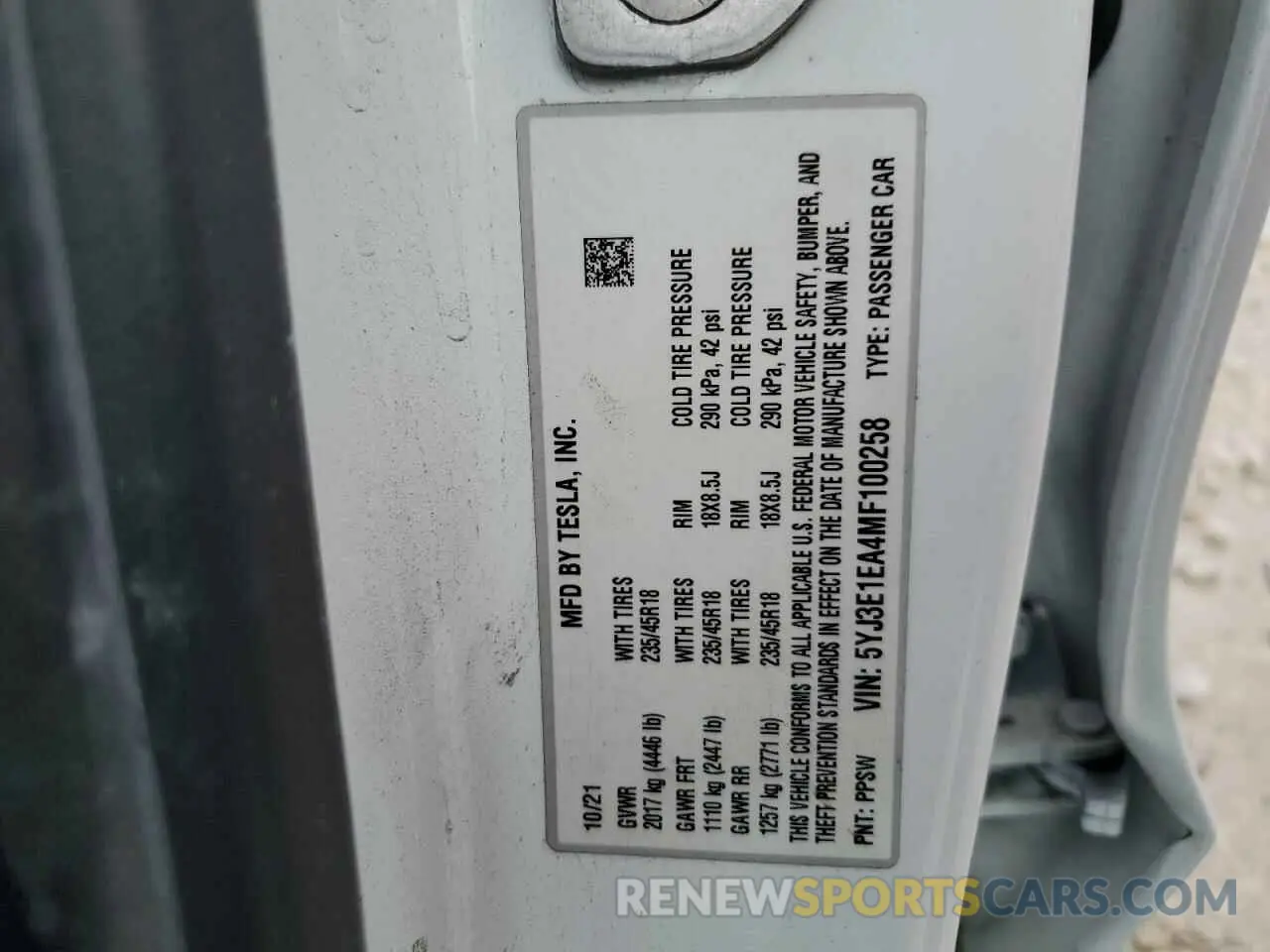 13 Photograph of a damaged car 5YJ3E1EA4MF100258 TESLA MODEL 3 2021