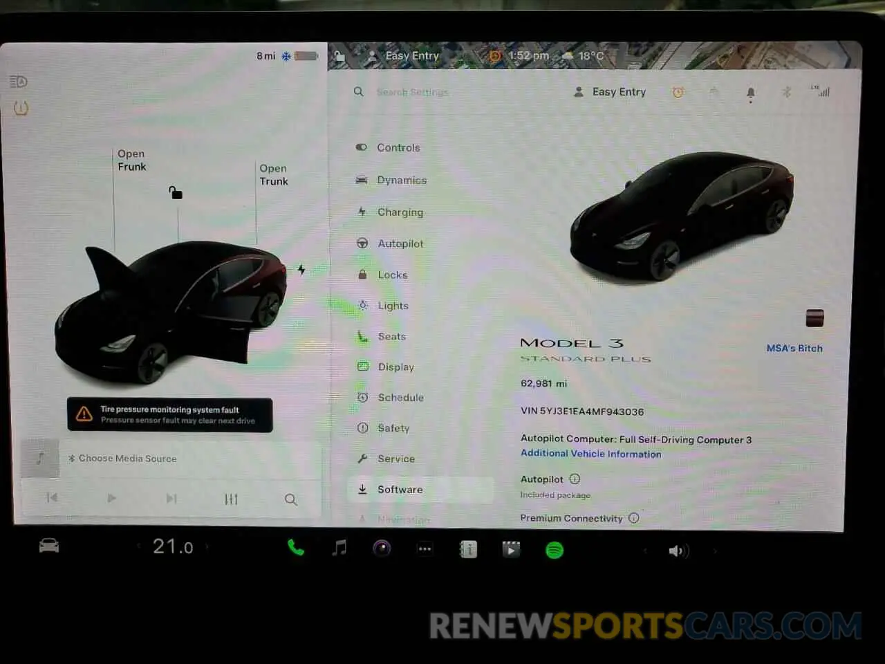 9 Photograph of a damaged car 5YJ3E1EA4MF943036 TESLA MODEL 3 2021