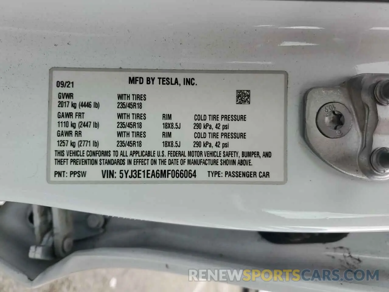 13 Фотография поврежденного автомобиля 5YJ3E1EA6MF066064 TESLA MODEL 3 2021
