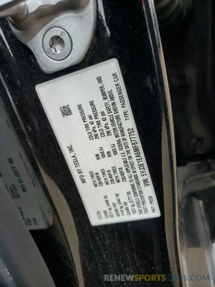 14 Фотография поврежденного автомобиля 5YJ3E1EA6MF877752 TESLA MODEL 3 2021