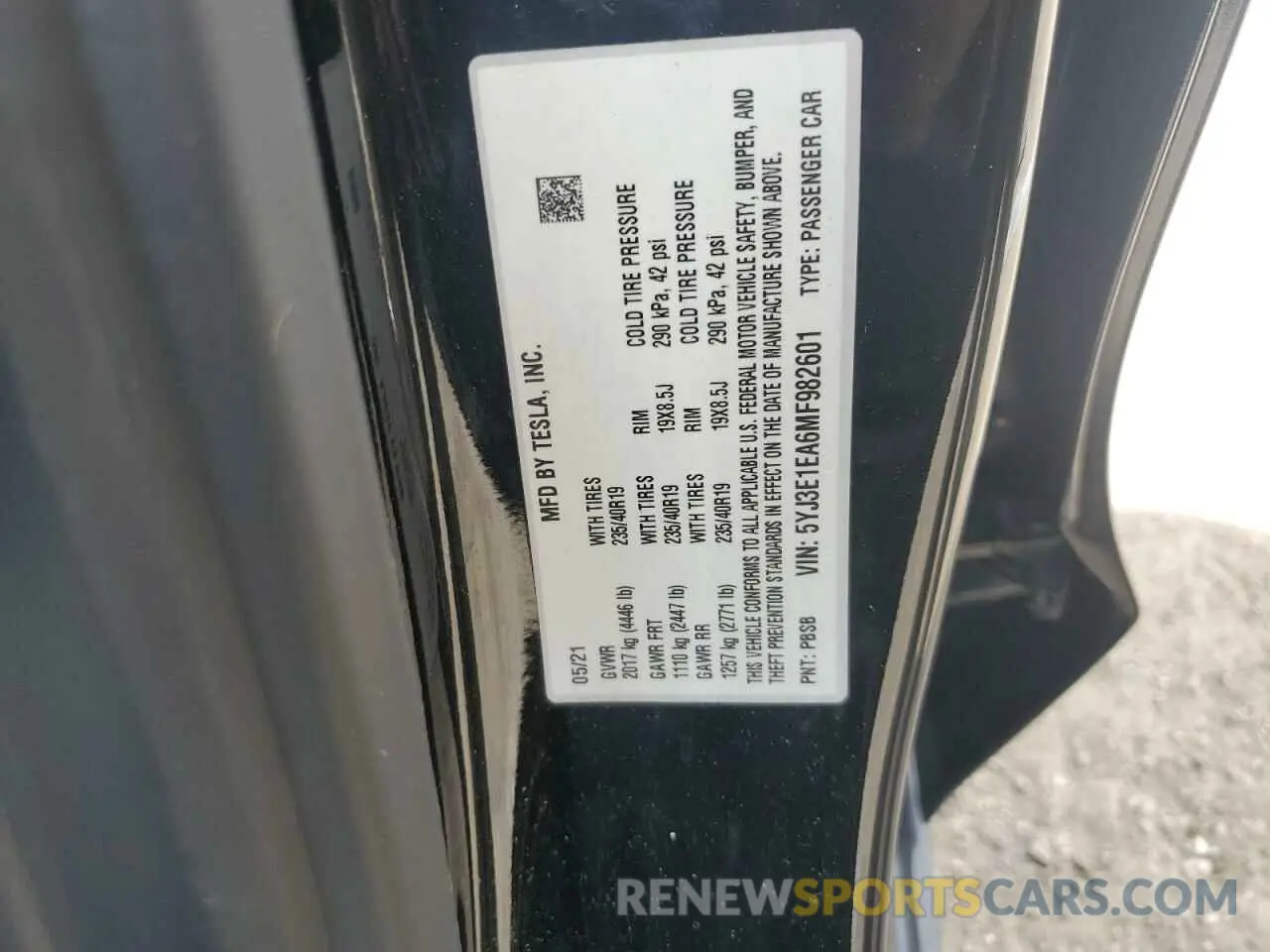 12 Фотография поврежденного автомобиля 5YJ3E1EA6MF982601 TESLA MODEL 3 2021