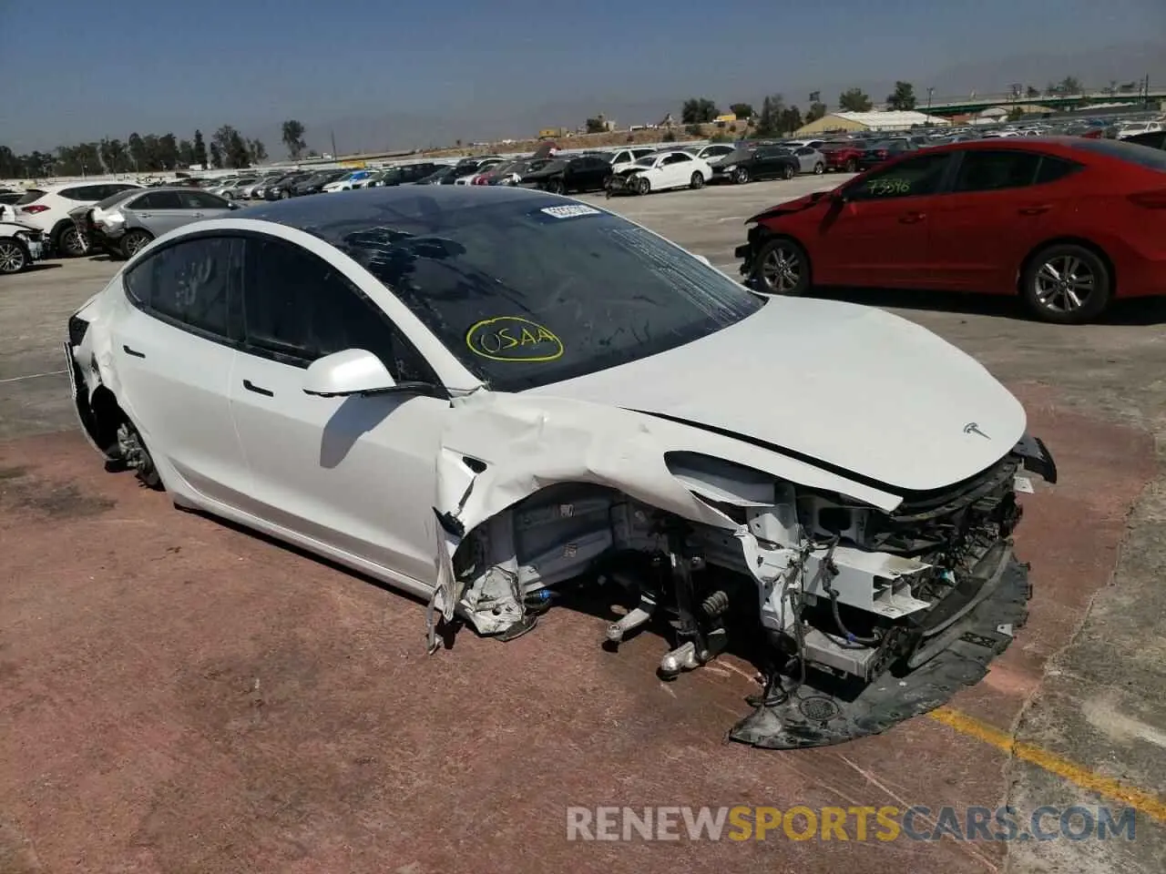 1 Photograph of a damaged car 5YJ3E1EA7MF029587 TESLA MODEL 3 2021