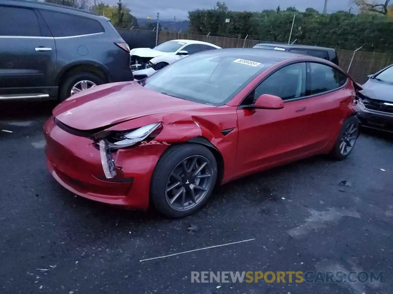 1 Фотография поврежденного автомобиля 5YJ3E1EA7MF077252 TESLA MODEL 3 2021