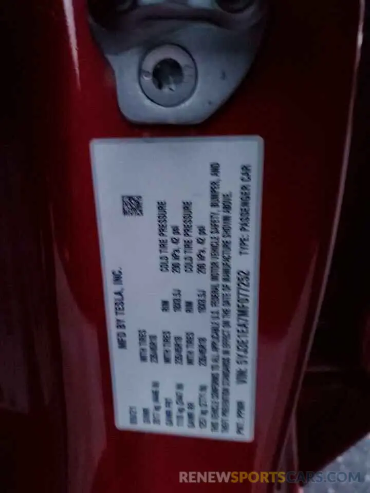 12 Фотография поврежденного автомобиля 5YJ3E1EA7MF077252 TESLA MODEL 3 2021