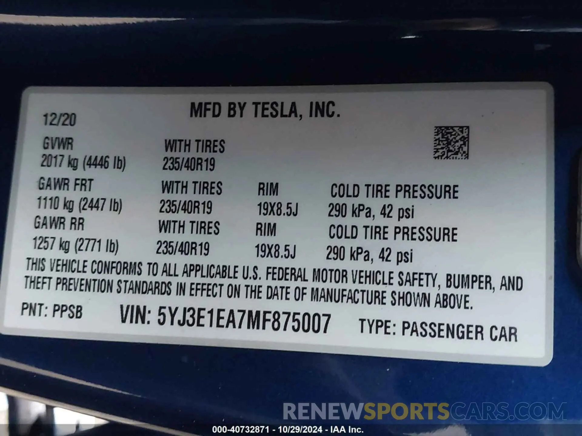 9 Photograph of a damaged car 5YJ3E1EA7MF875007 TESLA MODEL 3 2021