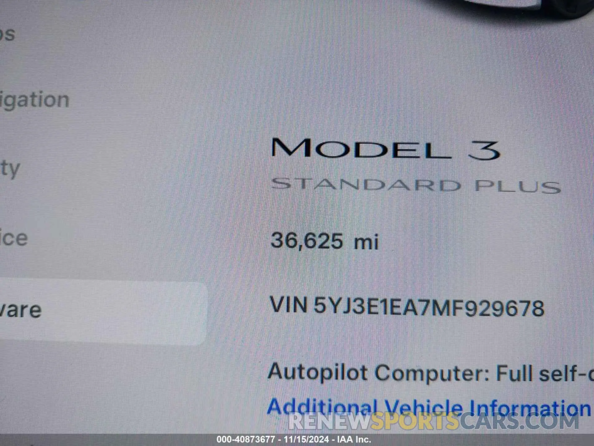 15 Фотография поврежденного автомобиля 5YJ3E1EA7MF929678 TESLA MODEL 3 2021