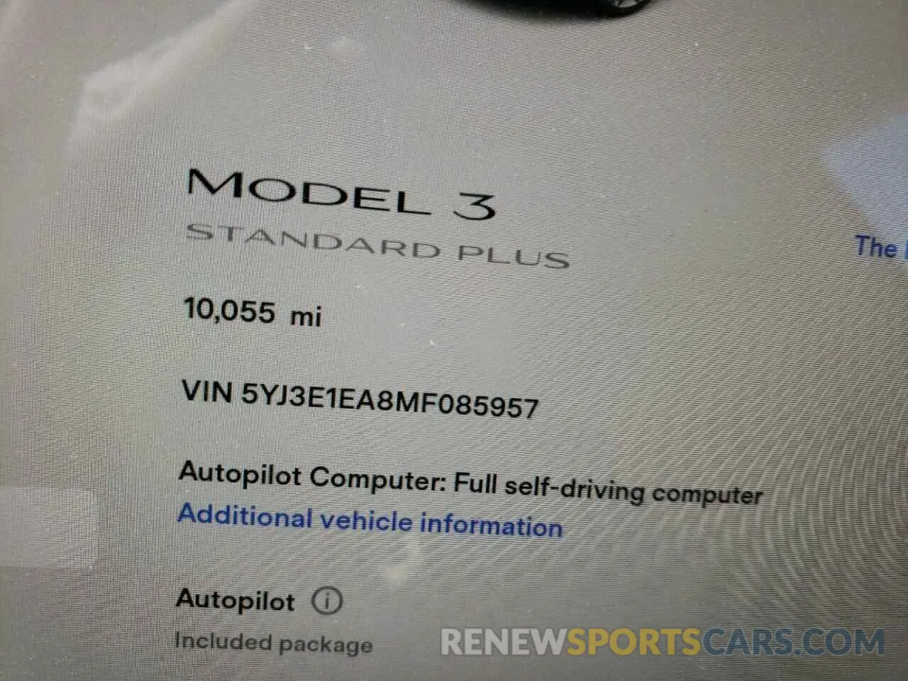 8 Photograph of a damaged car 5YJ3E1EA8MF085957 TESLA MODEL 3 2021