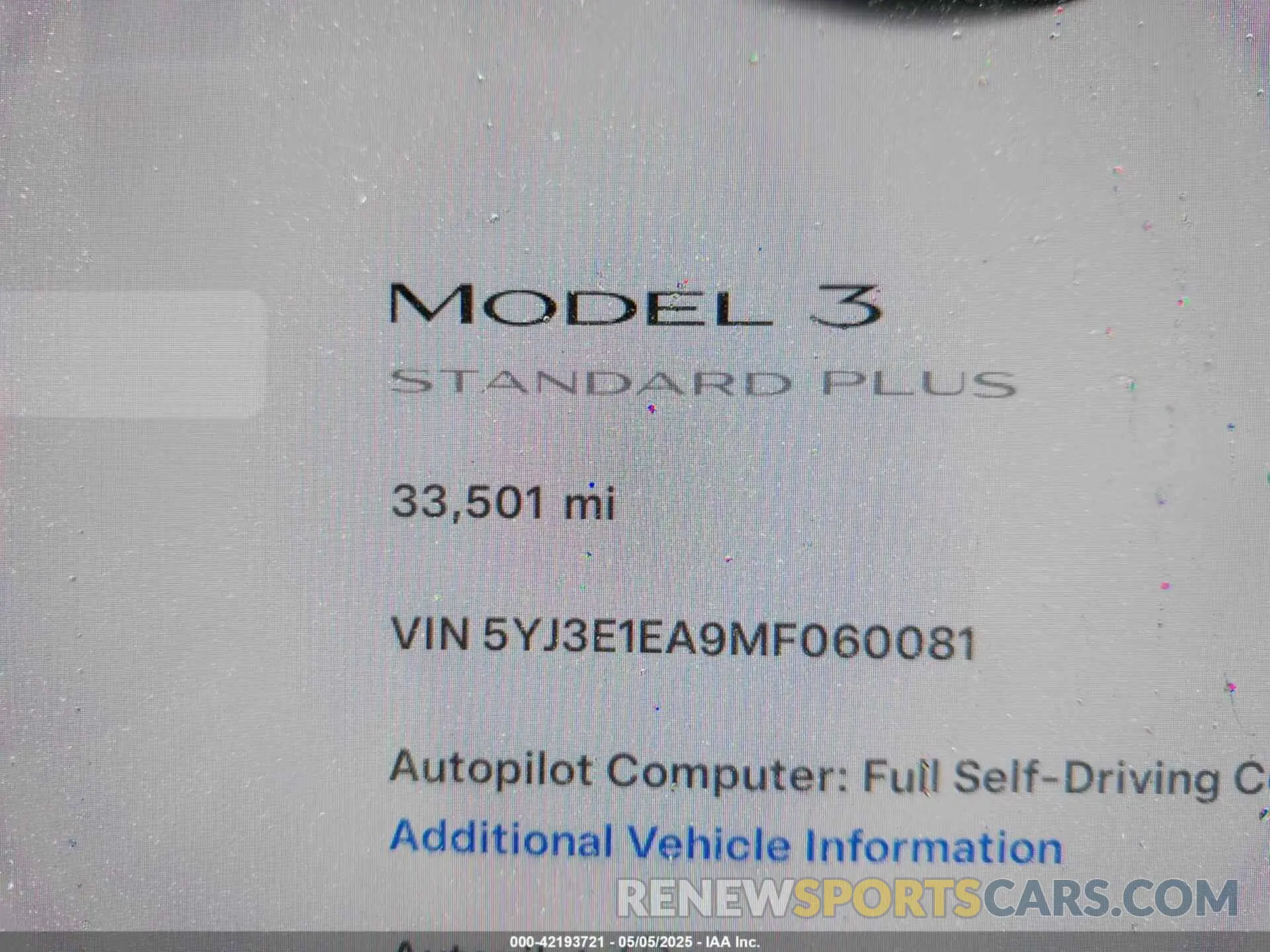 15 Фотография поврежденного автомобиля 5YJ3E1EA9MF060081 TESLA MODEL 3 2021