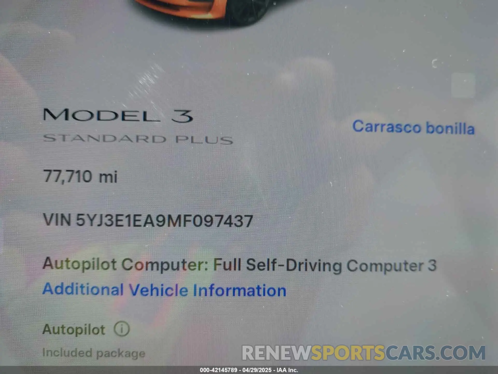 9 Фотография поврежденного автомобиля 5YJ3E1EA9MF097437 TESLA MODEL 3 2021