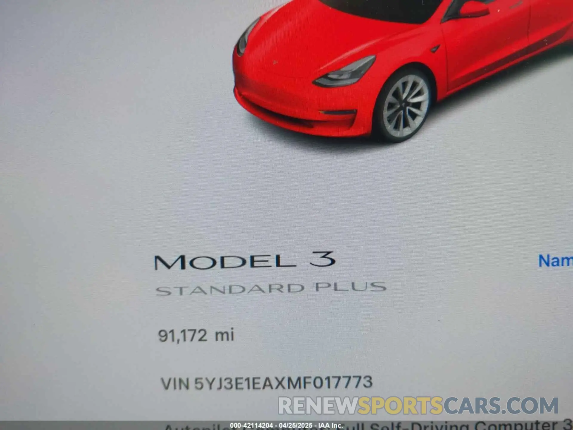 7 Фотография поврежденного автомобиля 5YJ3E1EAXMF017773 TESLA MODEL 3 2021