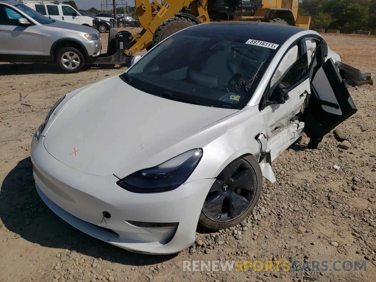 2 Photograph of a damaged car 5YJ3E1EAXMF870996 TESLA MODEL 3 2021