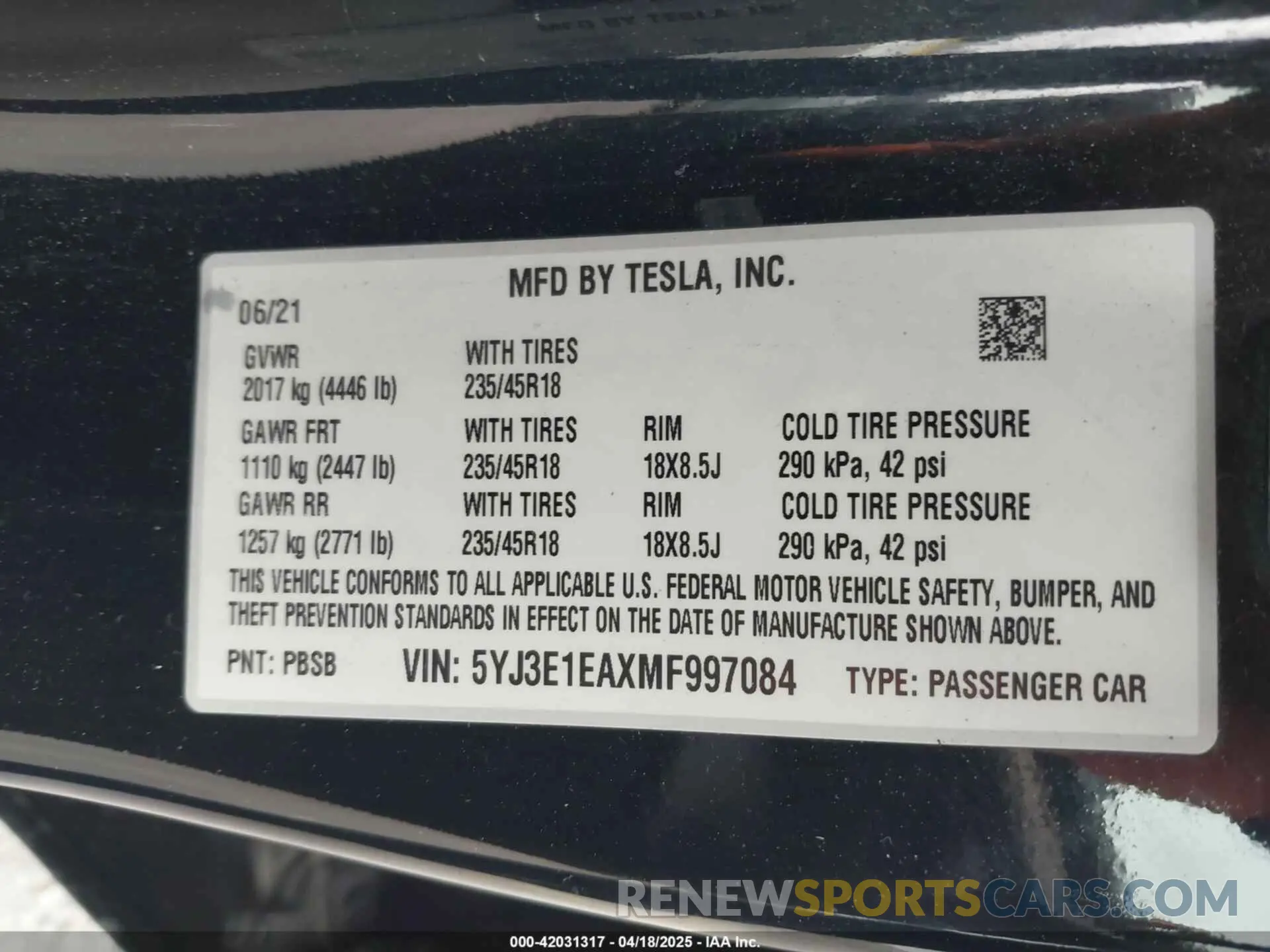 9 Photograph of a damaged car 5YJ3E1EAXMF997084 TESLA MODEL 3 2021