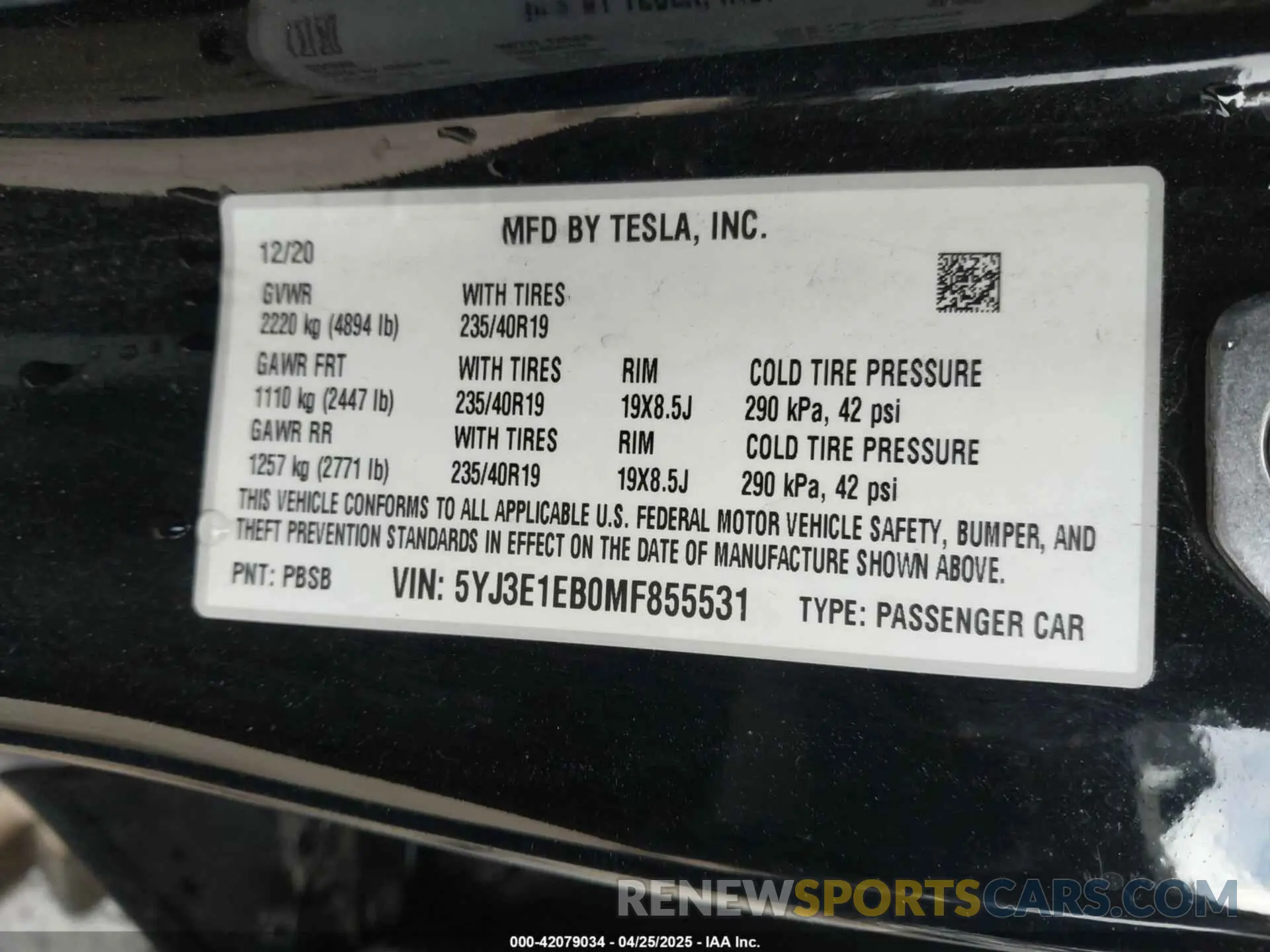 9 Фотография поврежденного автомобиля 5YJ3E1EB0MF855531 TESLA MODEL 3 2021