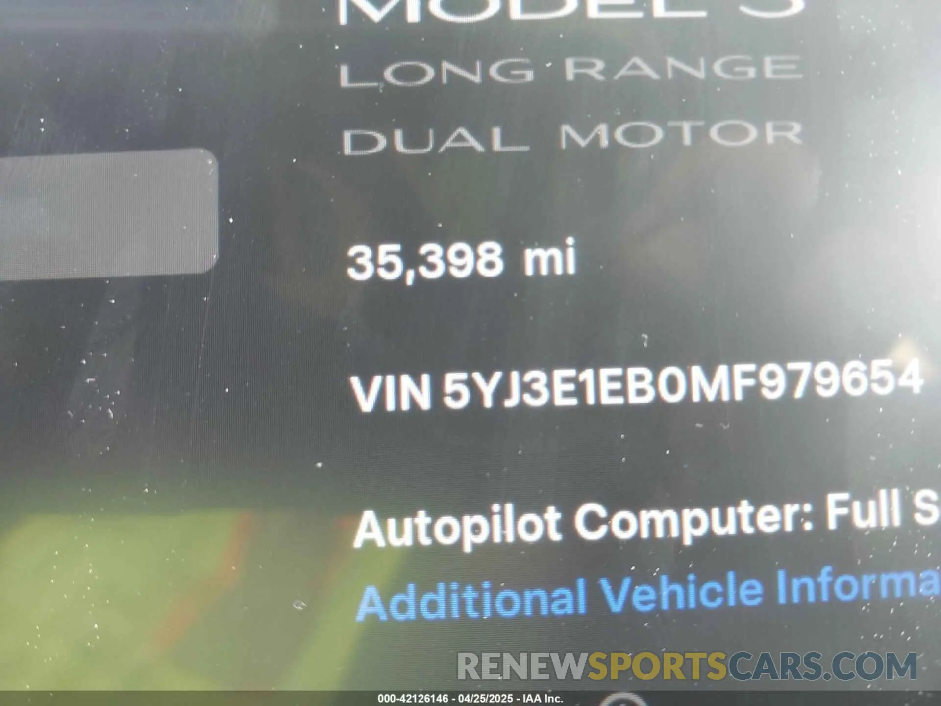 15 Фотография поврежденного автомобиля 5YJ3E1EB0MF979654 TESLA MODEL 3 2021