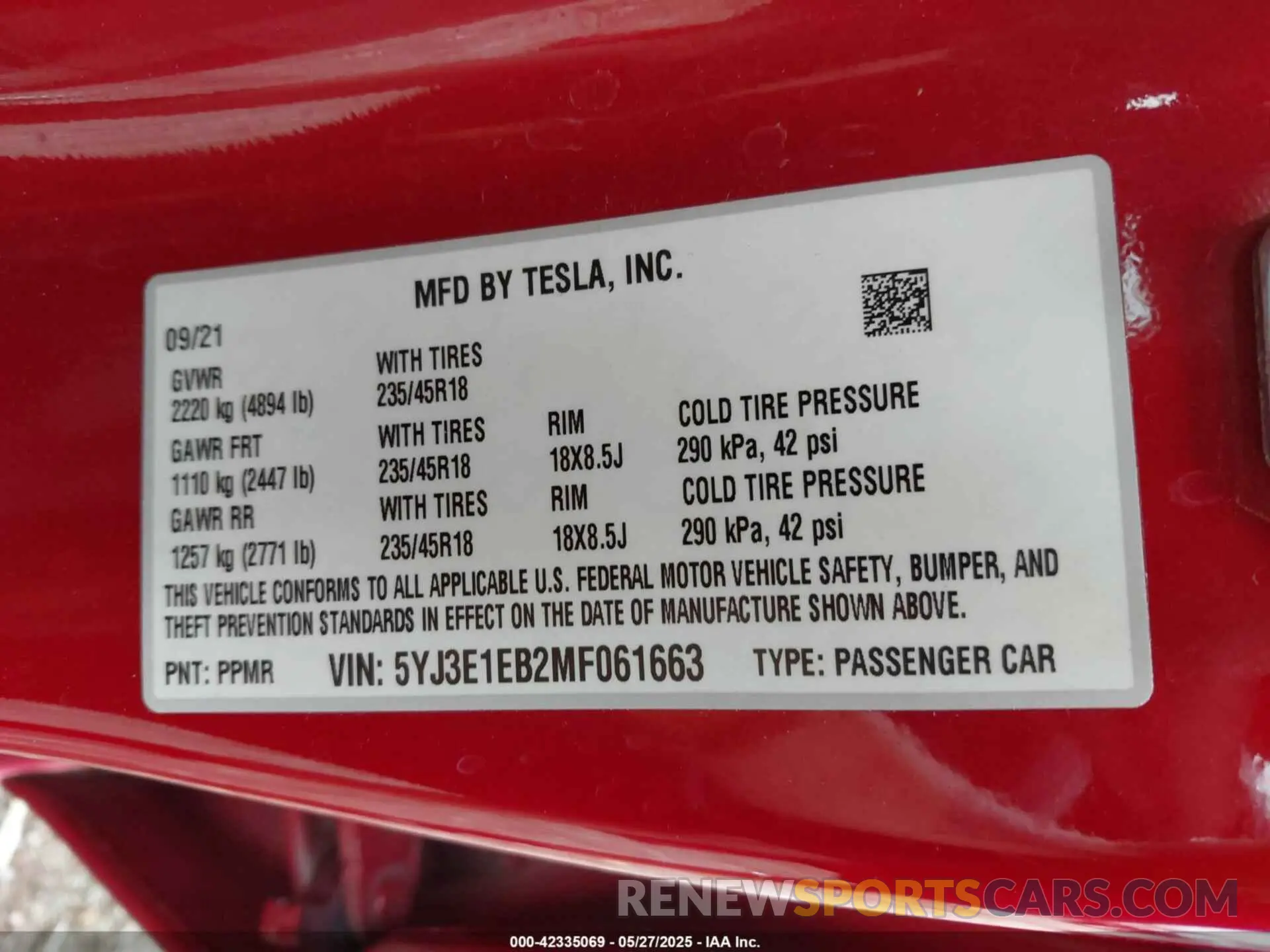 8 Photograph of a damaged car 5YJ3E1EB2MF061663 TESLA MODEL 3 2021