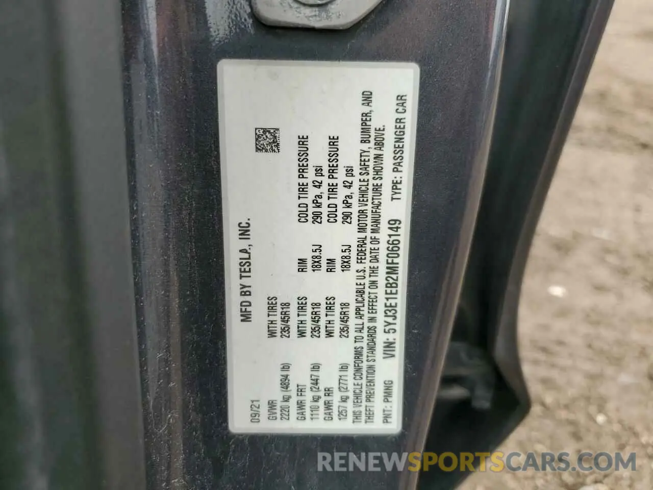13 Photograph of a damaged car 5YJ3E1EB2MF066149 TESLA MODEL 3 2021