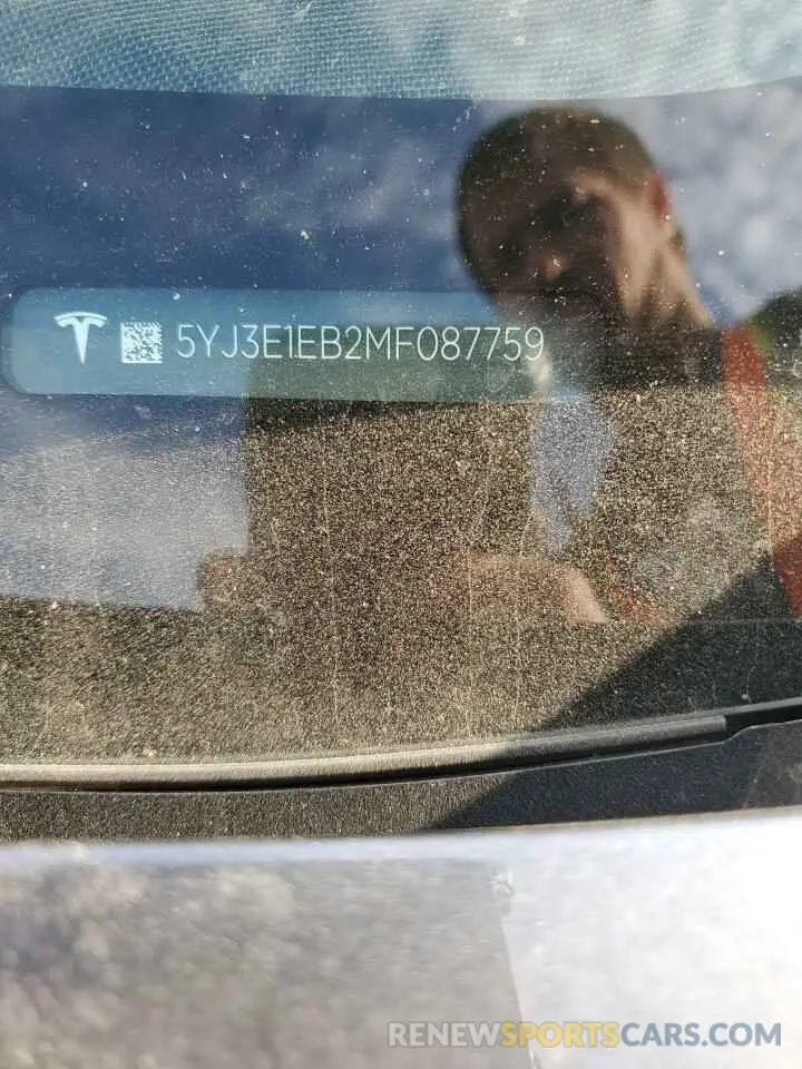 12 Photograph of a damaged car 5YJ3E1EB2MF087759 TESLA MODEL 3 2021