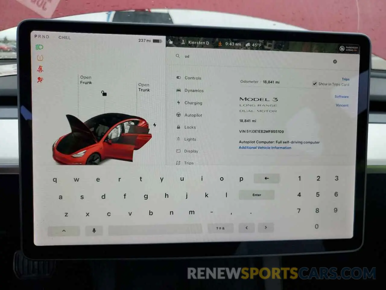 9 Photograph of a damaged car 5YJ3E1EB2MF855109 TESLA MODEL 3 2021