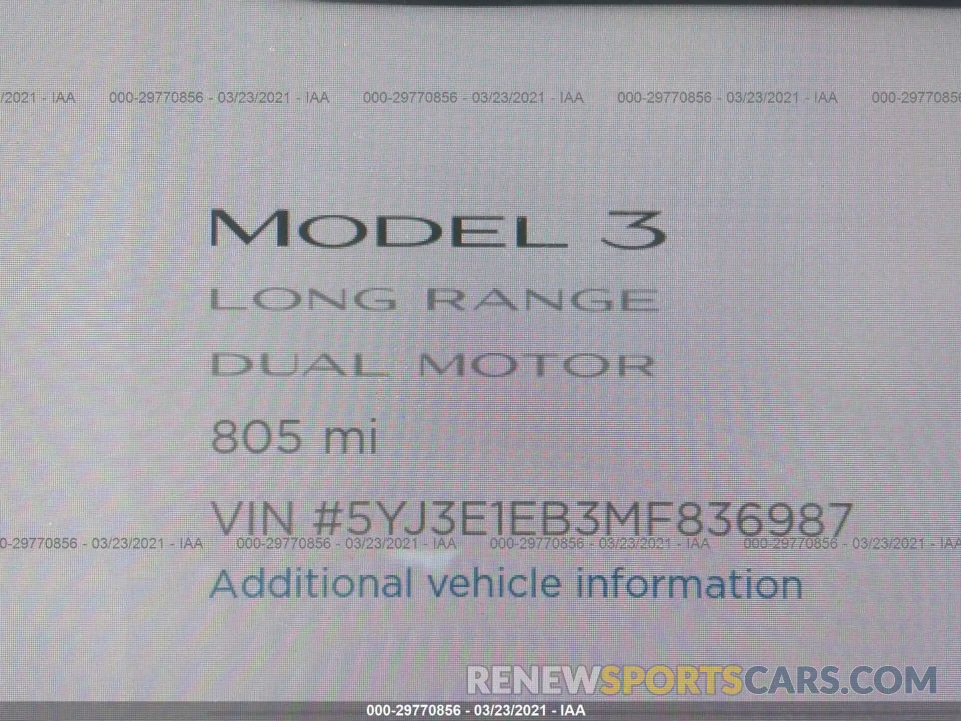 7 Photograph of a damaged car 5YJ3E1EB3MF836987 TESLA MODEL 3 2021