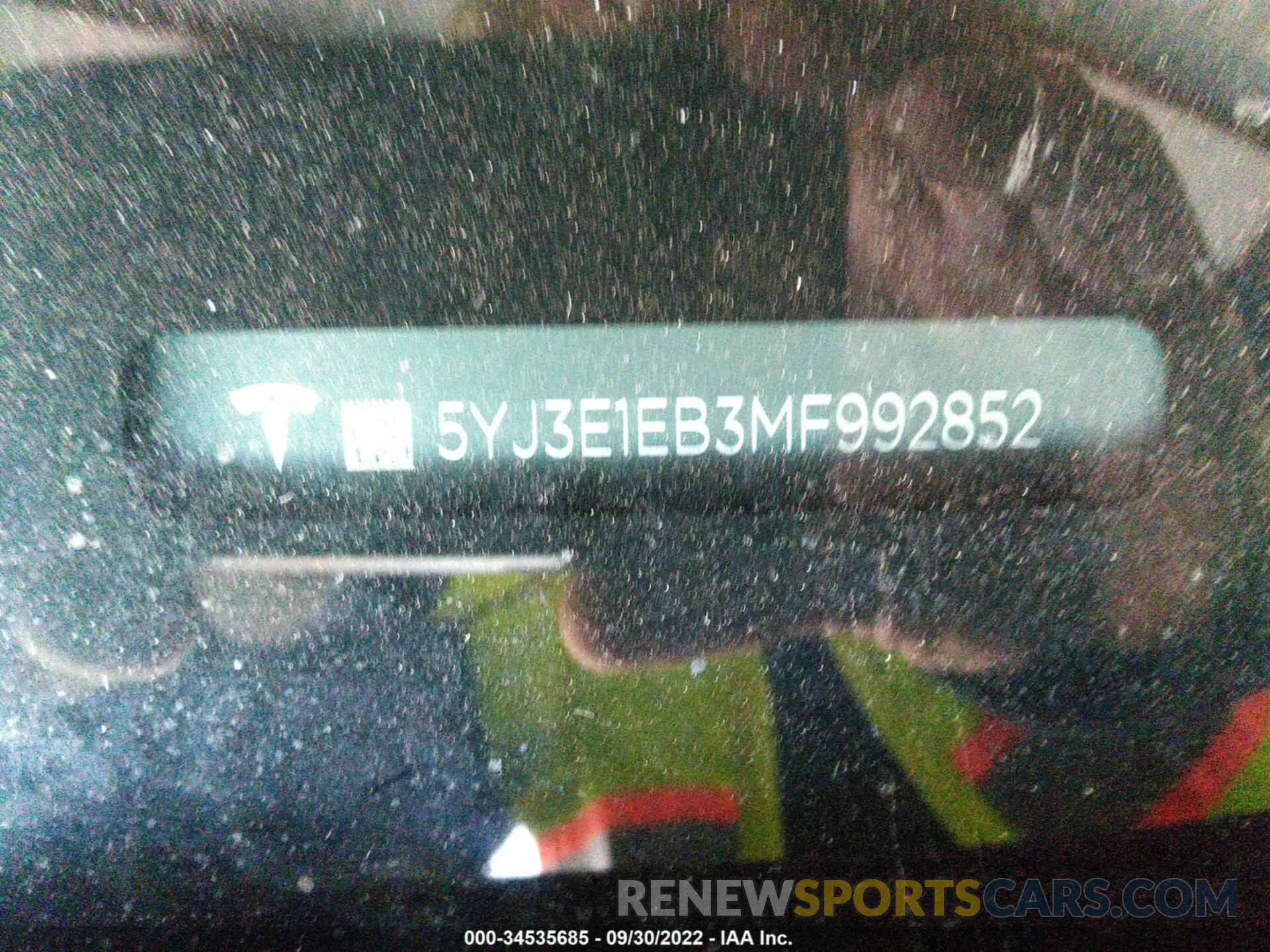9 Photograph of a damaged car 5YJ3E1EB3MF992852 TESLA MODEL 3 2021