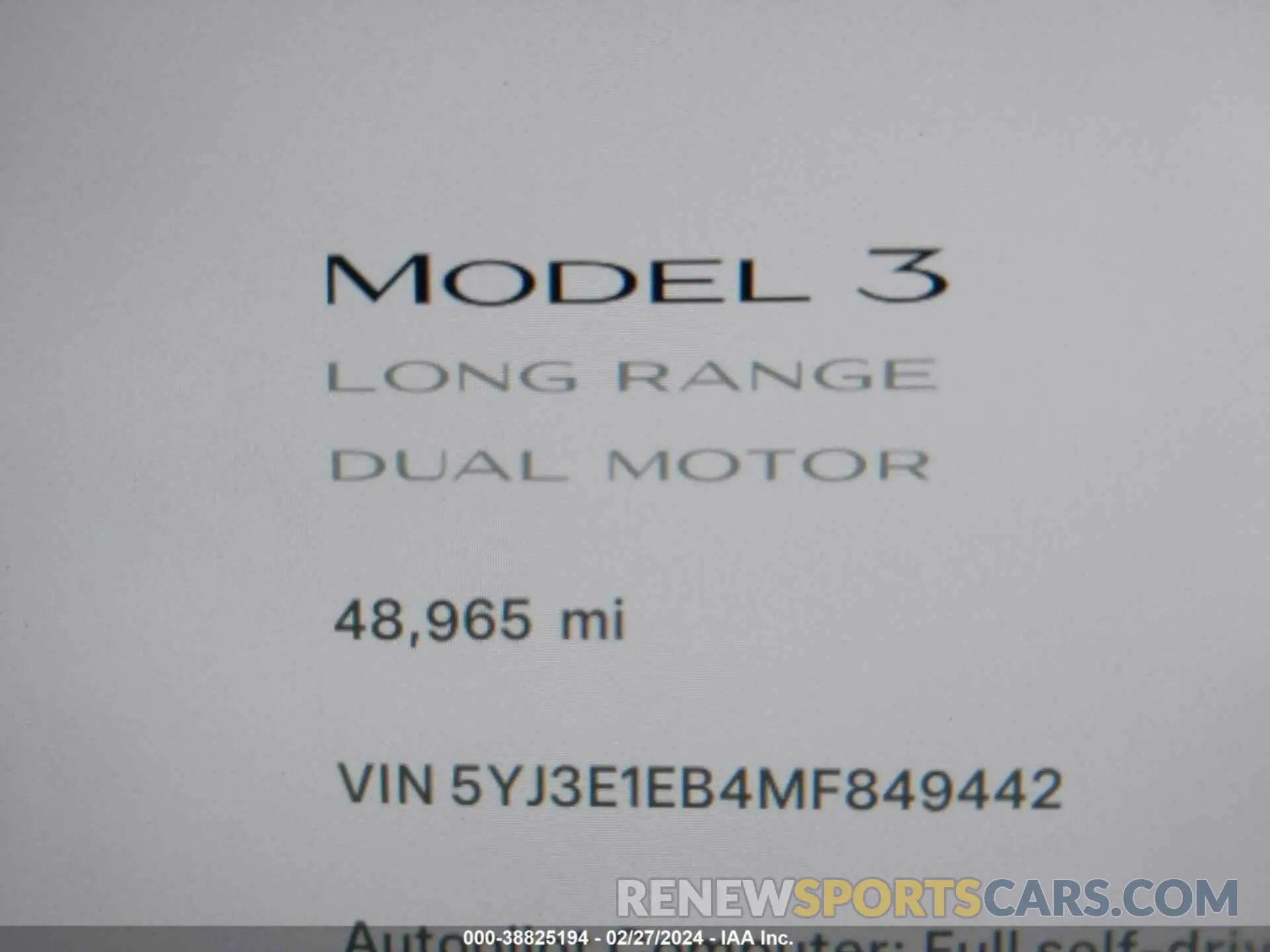 16 Photograph of a damaged car 5YJ3E1EB4MF849442 TESLA MODEL 3 2021