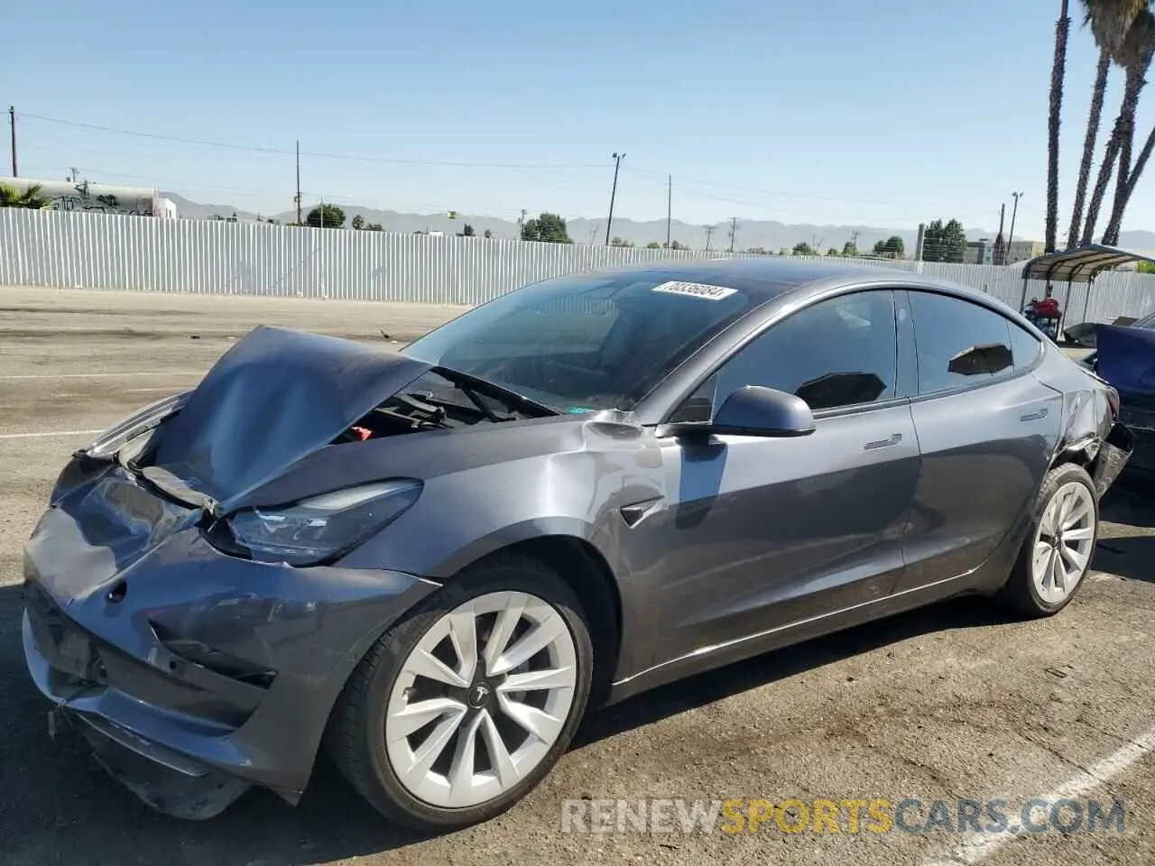 1 Фотография поврежденного автомобиля 5YJ3E1EB4MF877242 TESLA MODEL 3 2021