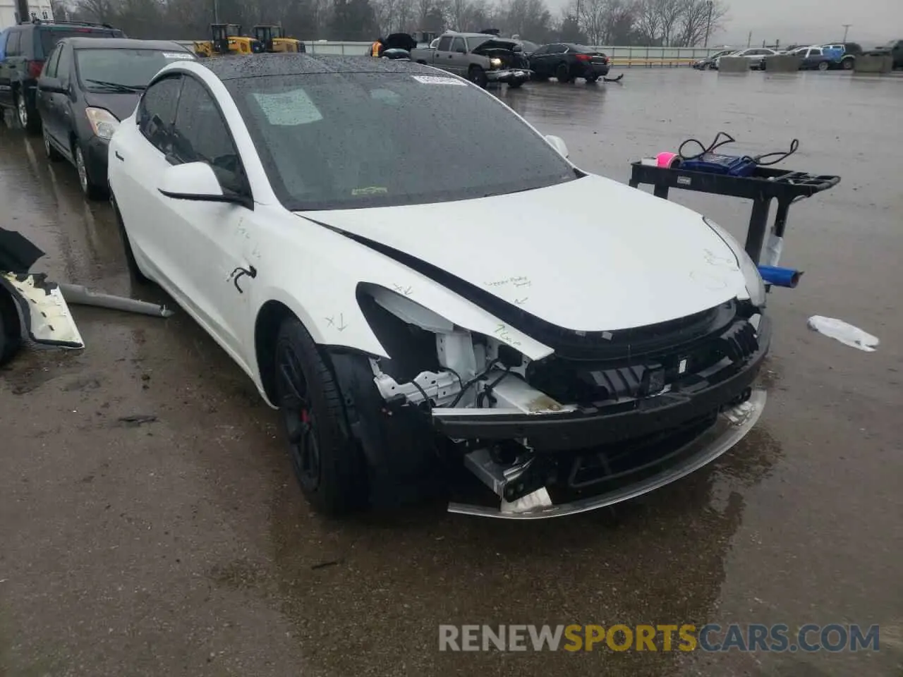 1 Photograph of a damaged car 5YJ3E1EB5MF855136 TESLA MODEL 3 2021