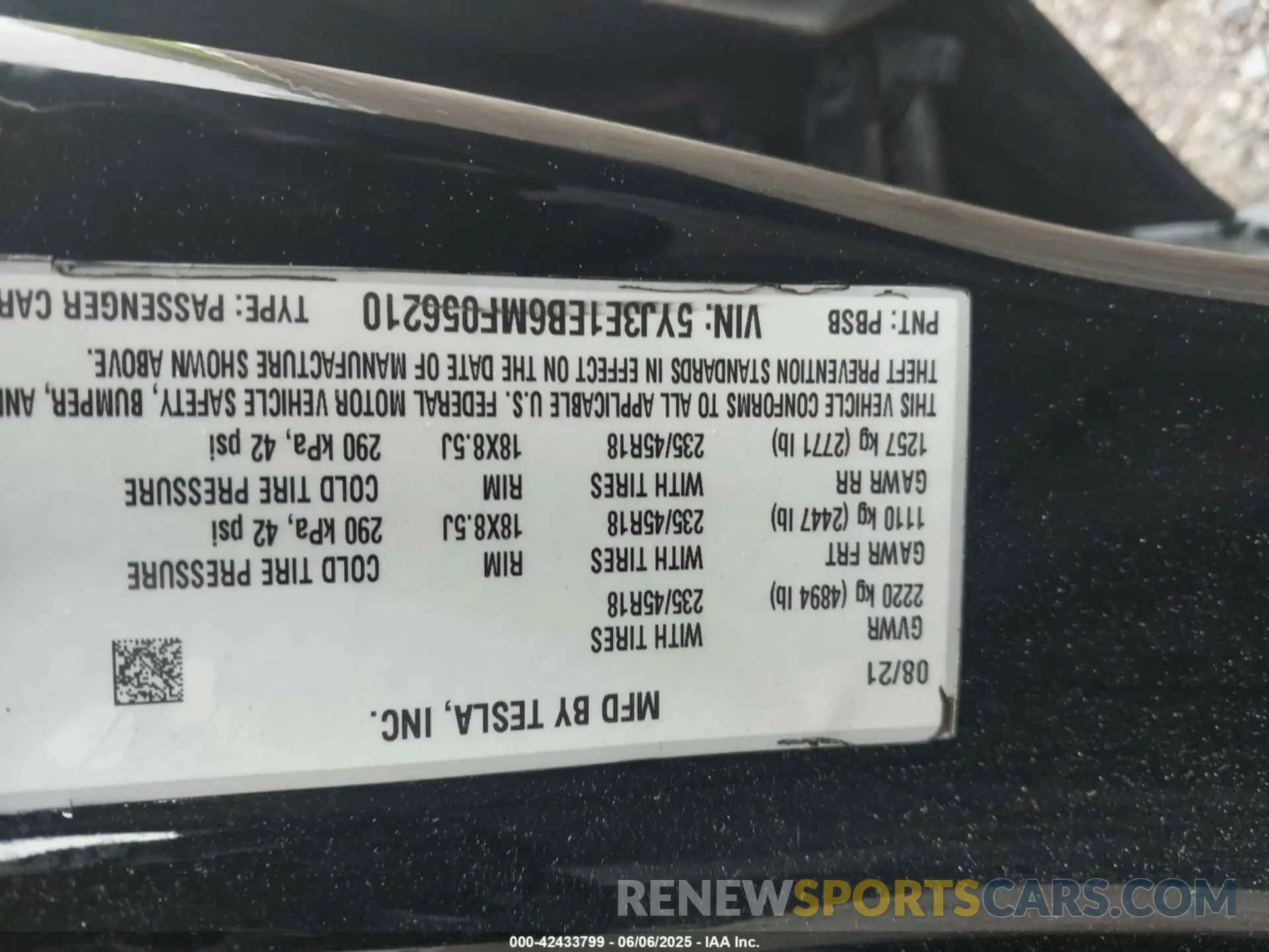 9 Photograph of a damaged car 5YJ3E1EB6MF056210 TESLA MODEL 3 2021