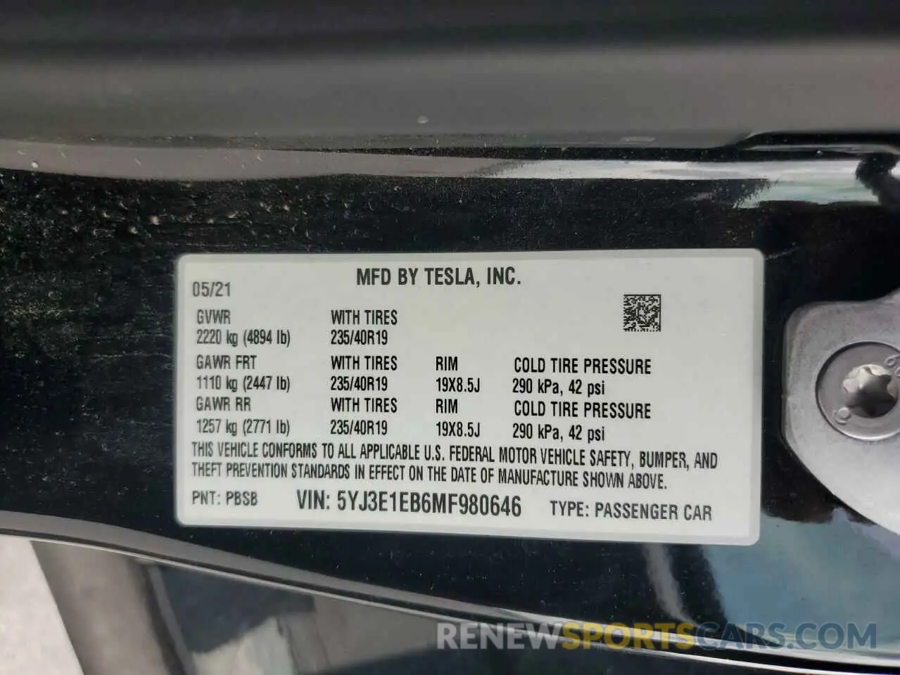 12 Фотография поврежденного автомобиля 5YJ3E1EB6MF980646 TESLA MODEL 3 2021