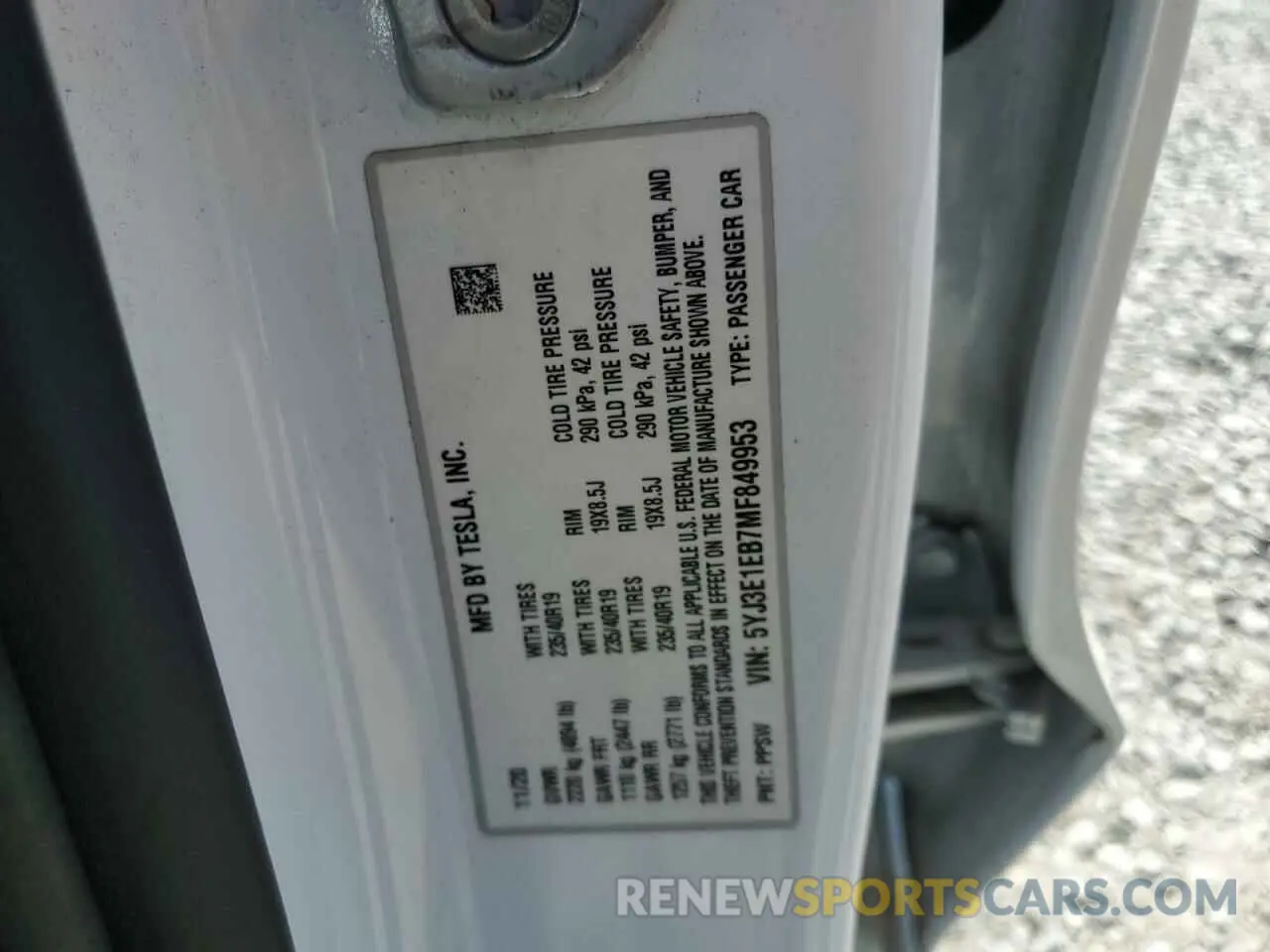 12 Фотография поврежденного автомобиля 5YJ3E1EB7MF849953 TESLA MODEL 3 2021