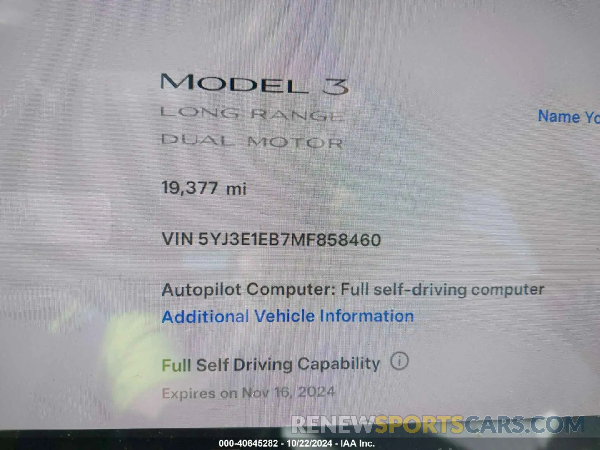9 Photograph of a damaged car 5YJ3E1EB7MF858460 TESLA MODEL 3 2021