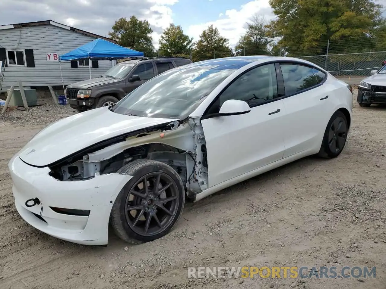 1 Photograph of a damaged car 5YJ3E1EB8MF034080 TESLA MODEL 3 2021