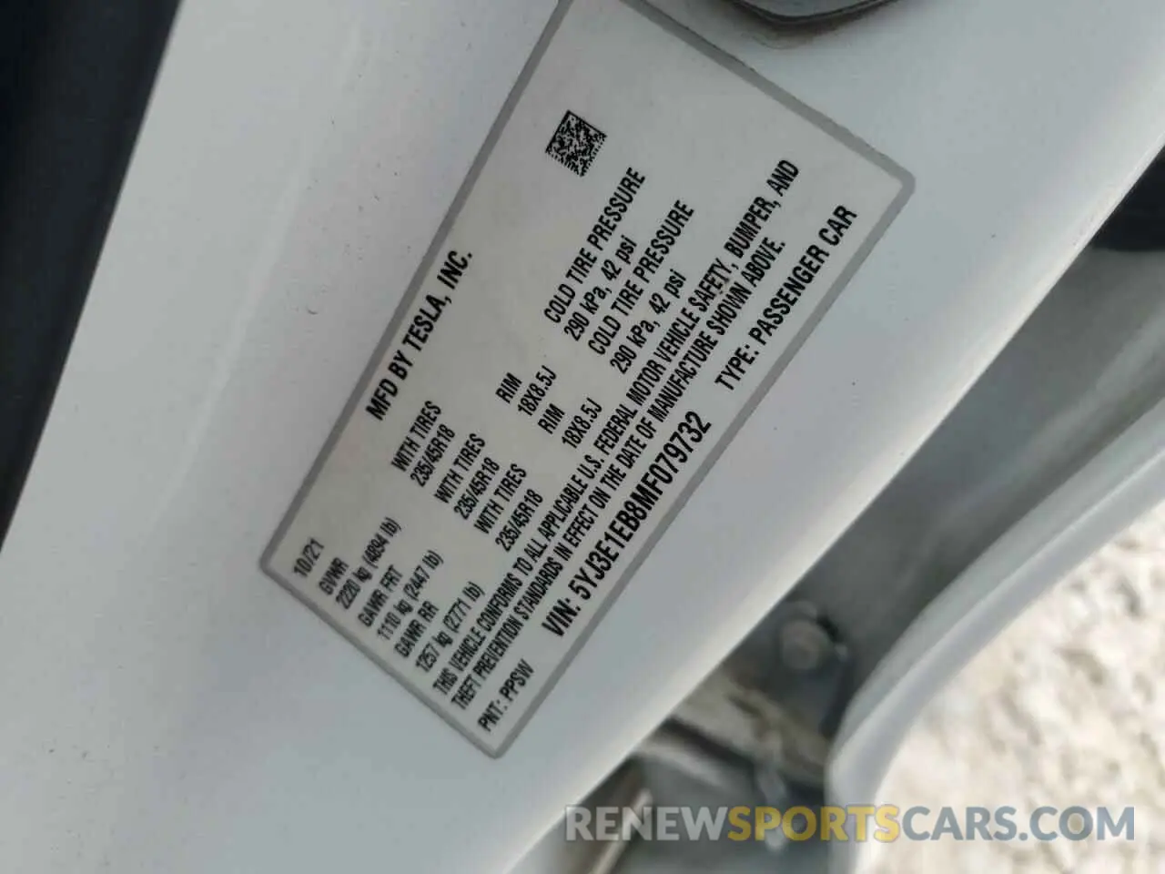 13 Photograph of a damaged car 5YJ3E1EB8MF079732 TESLA MODEL 3 2021