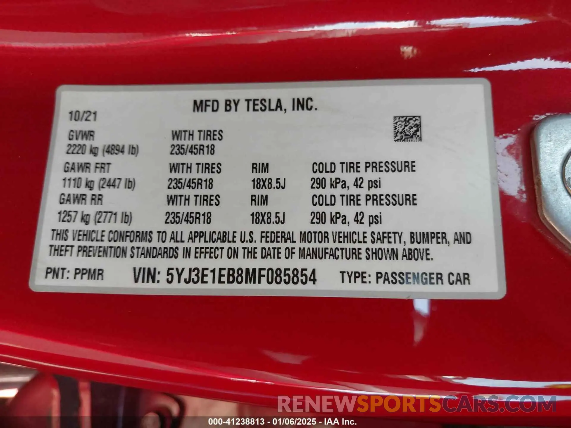 9 Photograph of a damaged car 5YJ3E1EB8MF085854 TESLA MODEL 3 2021