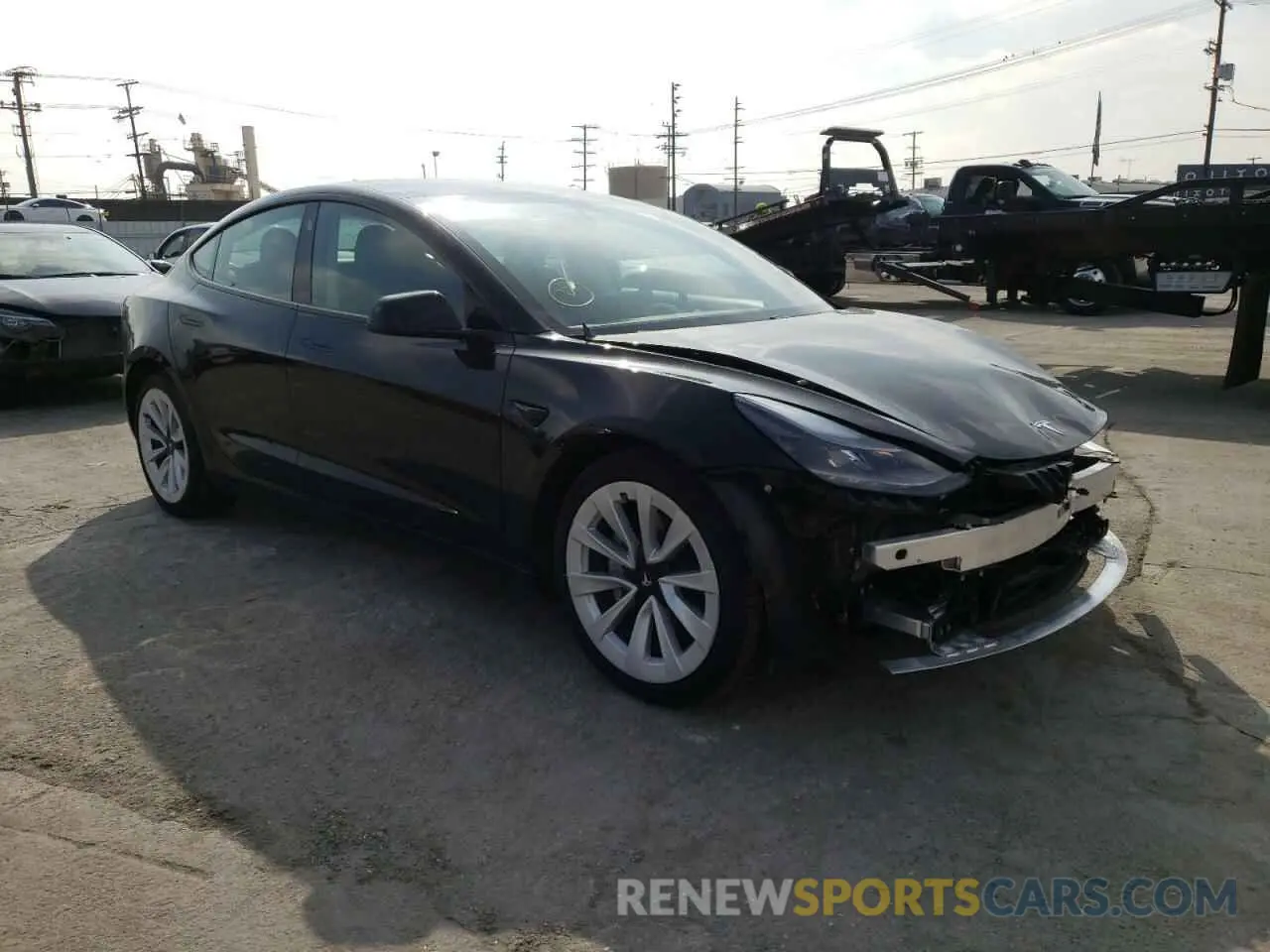 1 Photograph of a damaged car 5YJ3E1EB8MF989977 TESLA MODEL 3 2021