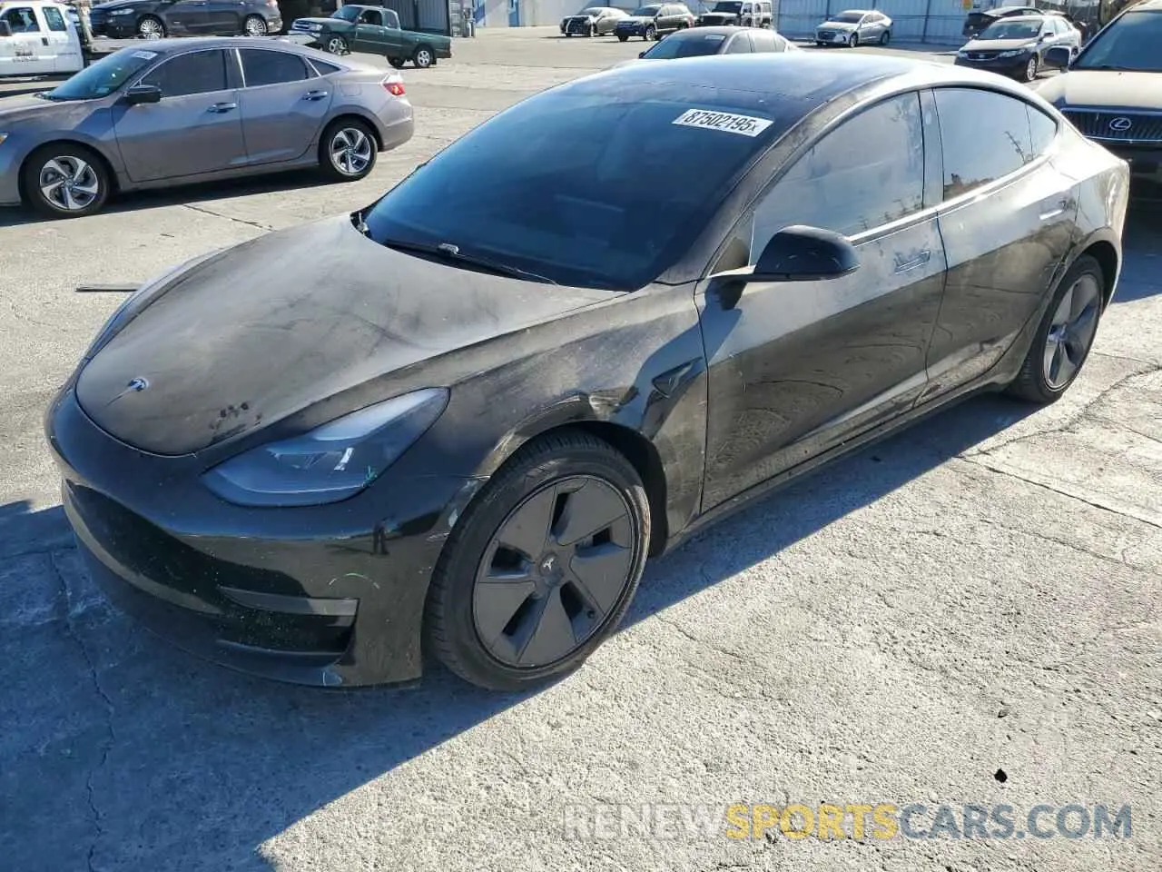 1 Photograph of a damaged car 5YJ3E1EBXMF002473 TESLA MODEL 3 2021