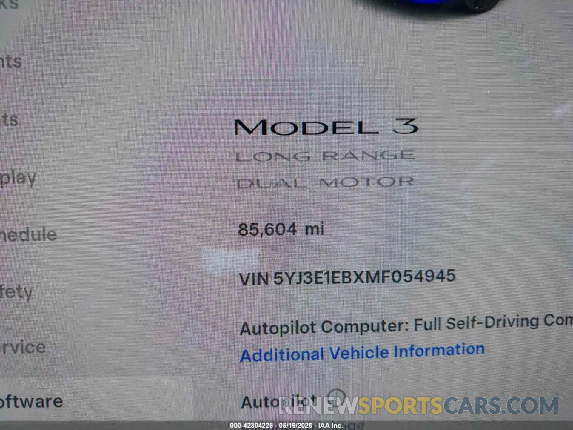 7 Фотография поврежденного автомобиля 5YJ3E1EBXMF054945 TESLA MODEL 3 2021
